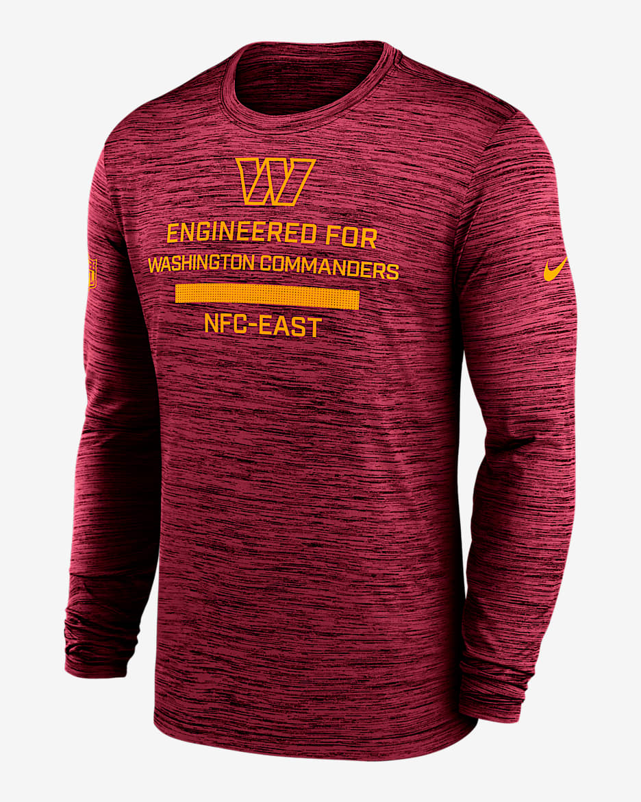 Washington Commanders Sideline Team Issue Velocity Men's Nike Dri-FIT NFL Long-Sleeve T-Shirt - Red
