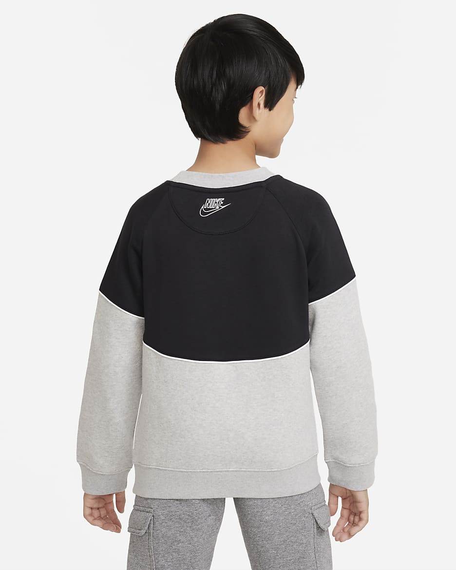 Nike Sportswear Older Kids' (Boys') Fleece Sweatshirt - Black/Light Smoke Grey/White/White