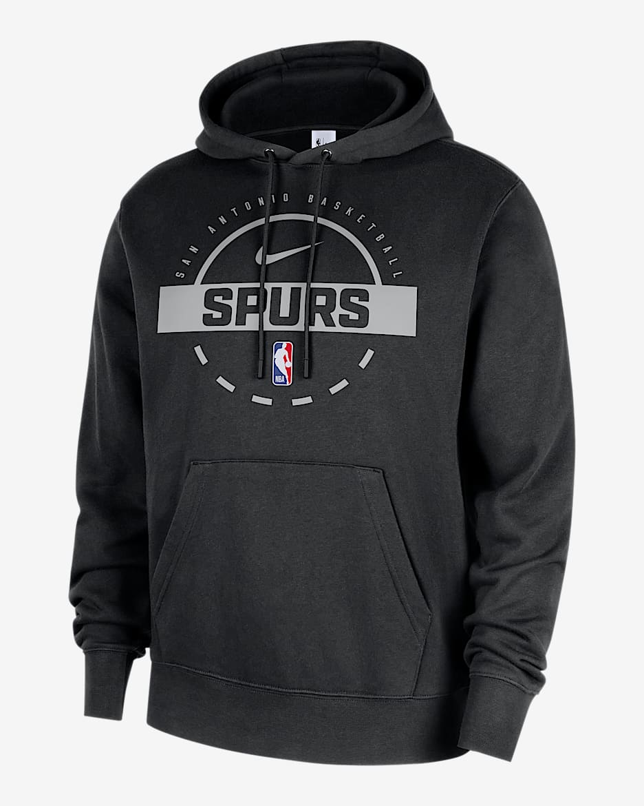 San Antonio Spurs Club Men's Nike NBA Practice Pullover Hoodie - Black/Flat Silver