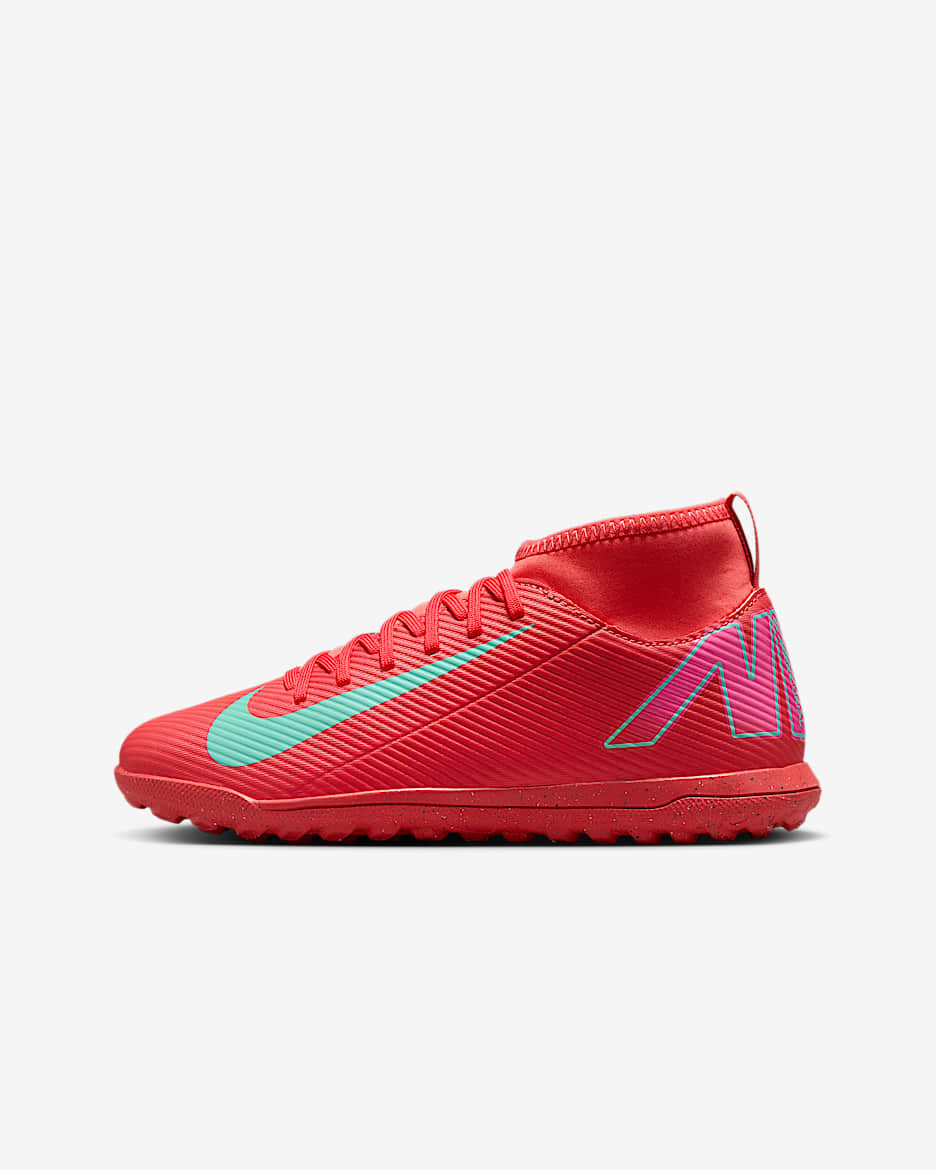 Chaussure de foot montante pour surface synthétique Nike Jr. Mercurial Superfly 10 Club pour enfant/ado - Ember Glow/Aurora Green