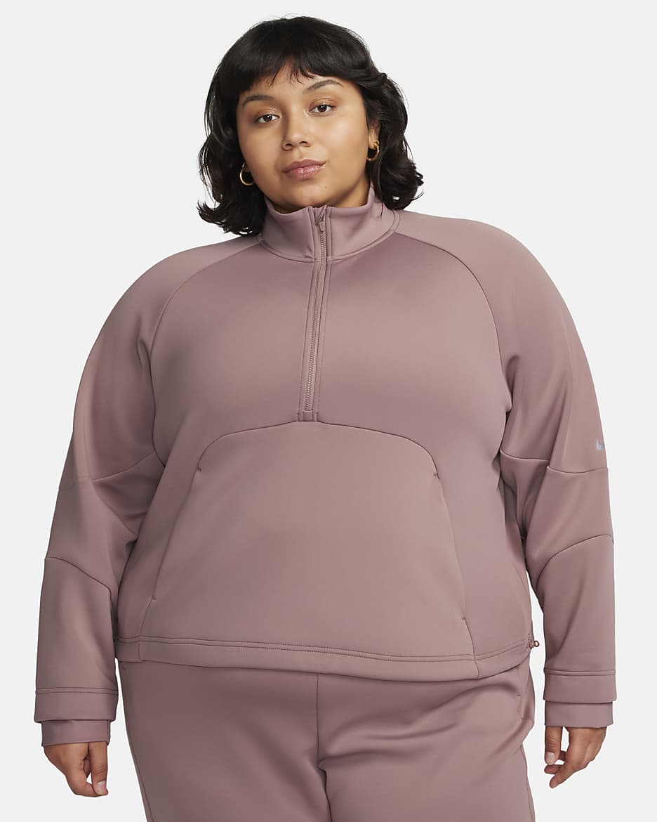 Nike Dri-FIT Prima Women's 1/2-Zip Training Top (Plus Size) - Smokey Mauve/Black