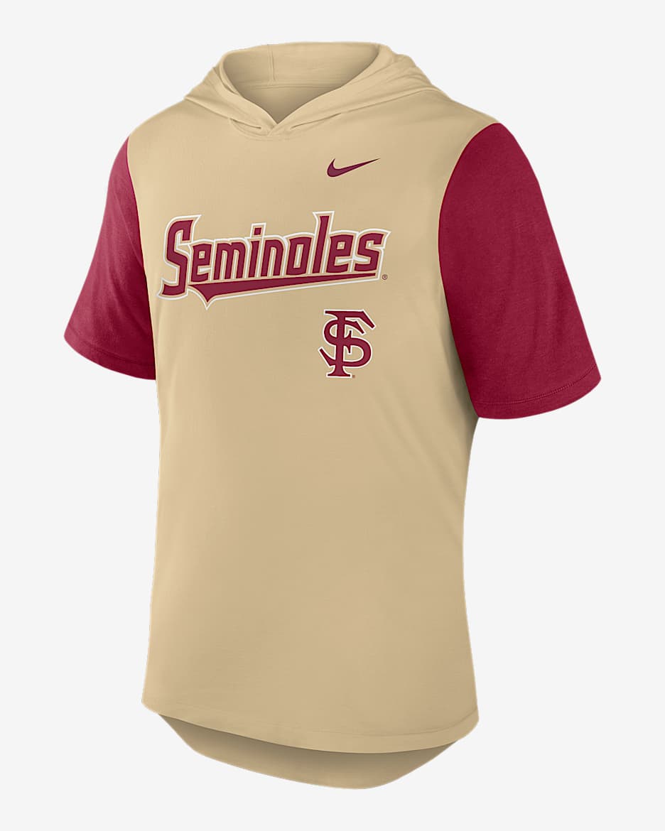Florida State Seminoles Baseball Script Men's Nike Dri-FIT College Hooded T-Shirt - Gold