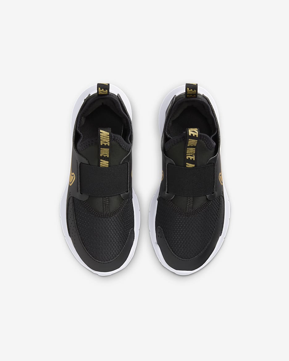 Nike Flex Runner 3-sko til mindre børn - sort/hvid/Metallic Gold