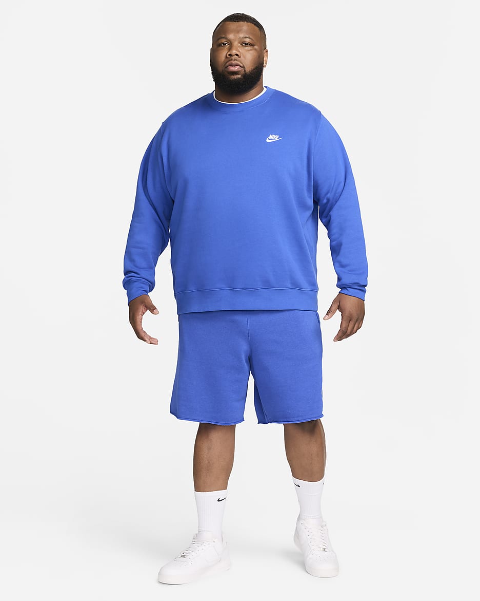 Calções em tecido moletão Nike Club Alumni para homem - Game Royal/Branco/Branco