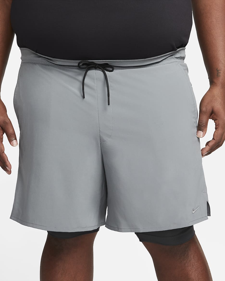 Nike Unlimited Men's Dri-FIT 18cm (approx.) 2-in-1 Versatile Shorts - Smoke Grey/Dark Smoke Grey/Black/Smoke Grey