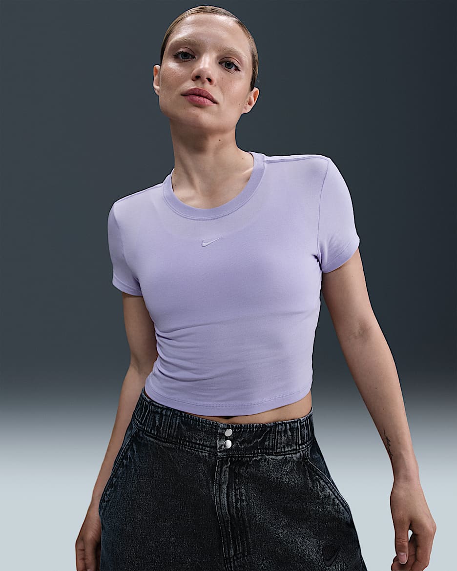 Playera cropped para mujer Nike Sportswear Chill Knit - Hielo lila
