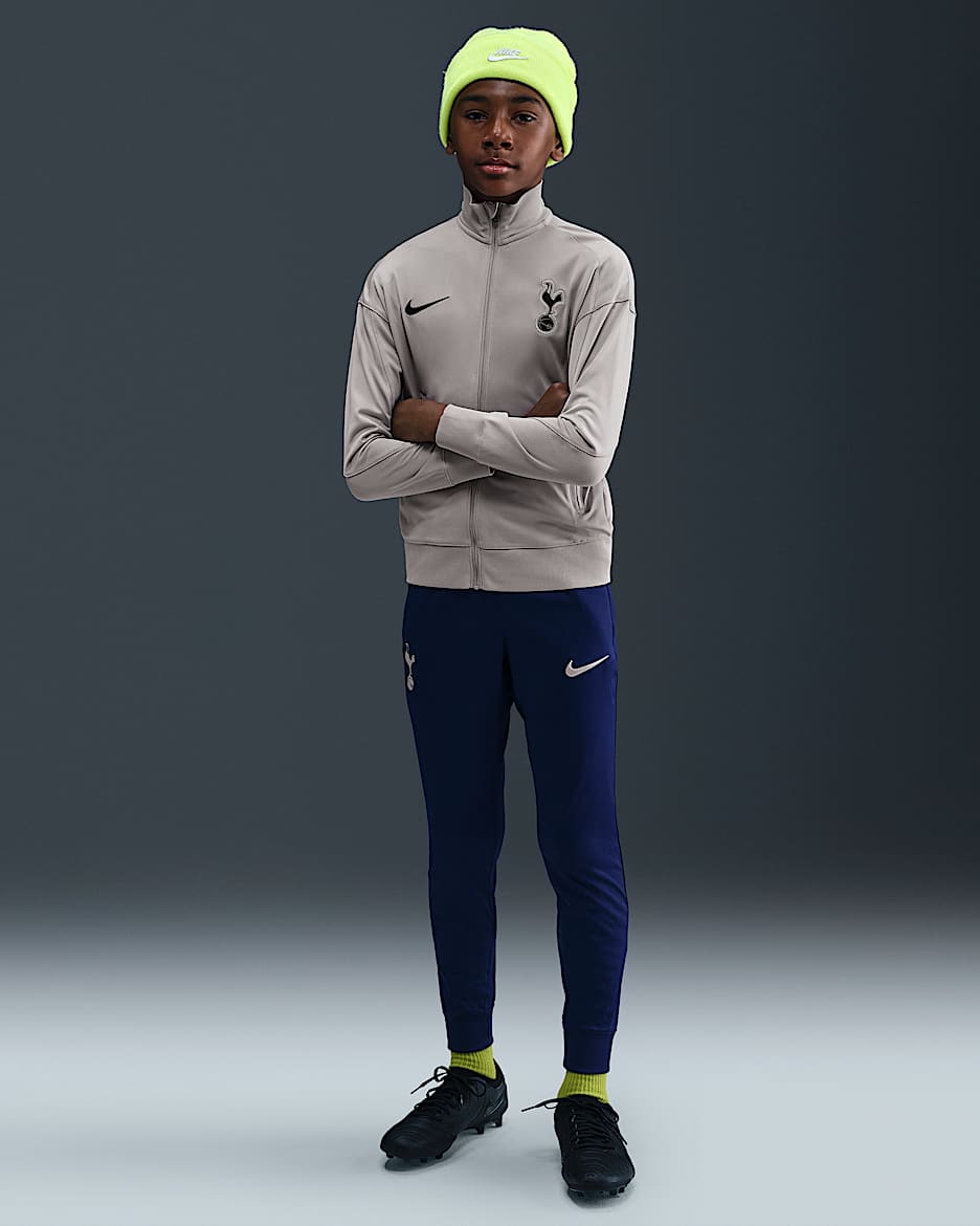 Dzianinowy dres piłkarski dla dużych dzieci Nike Dri-Fit Tottenham Hotspur Strike - Light Iron Ore/Binary Blue/Binary Blue