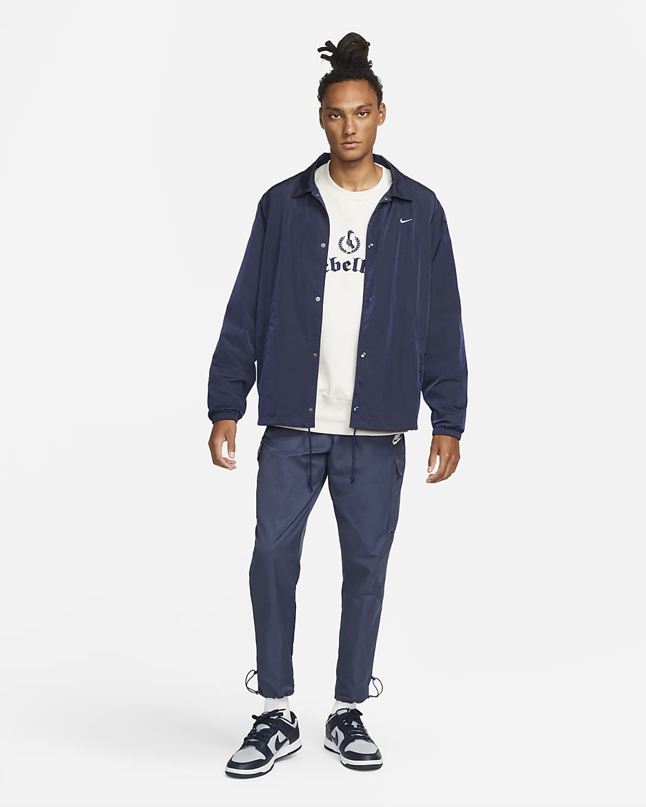 Vævede Nike Sportswear Repeat-bukser til mænd - Thunder Blue/hvid