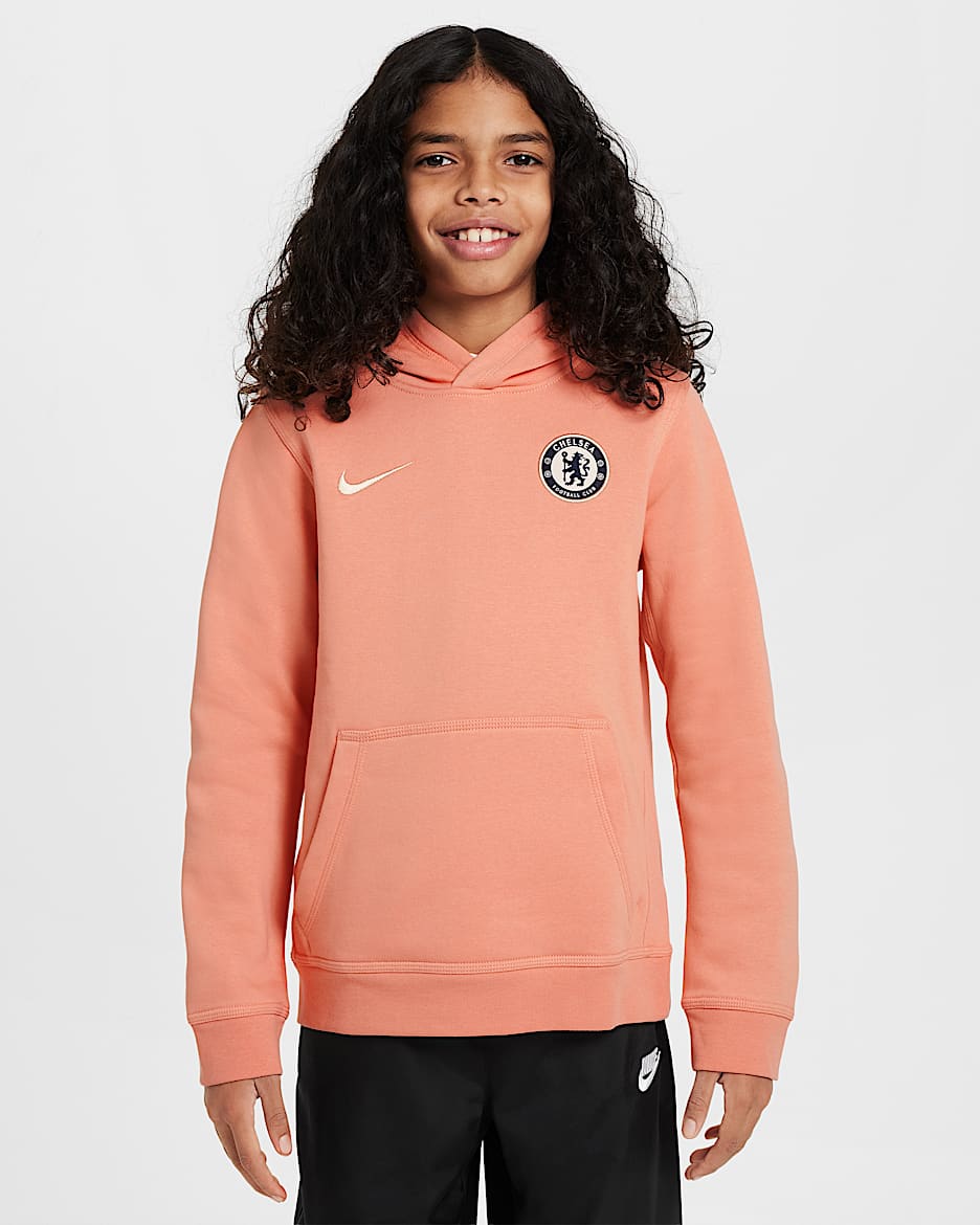Chelsea F.C. Club Special Edition Older Kids' (Boys') Nike Football Pullover Hoodie - Apricot Agate/Guava Ice