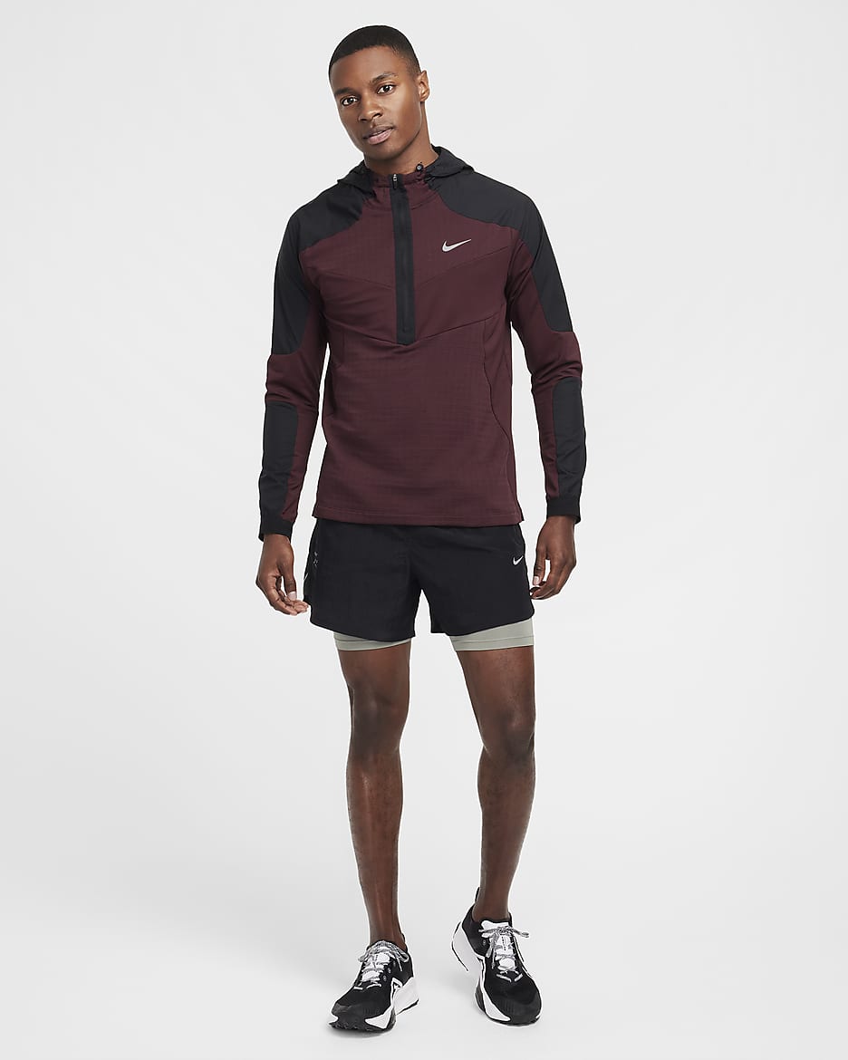 Nike Camiseta de running de manga larga - Hombre - Burgundy Crush/Negro/Negro