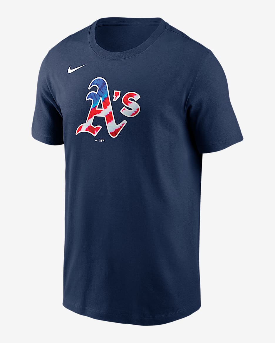Playera Nike de la MLB para hombre Athletics Americana - Azul marino