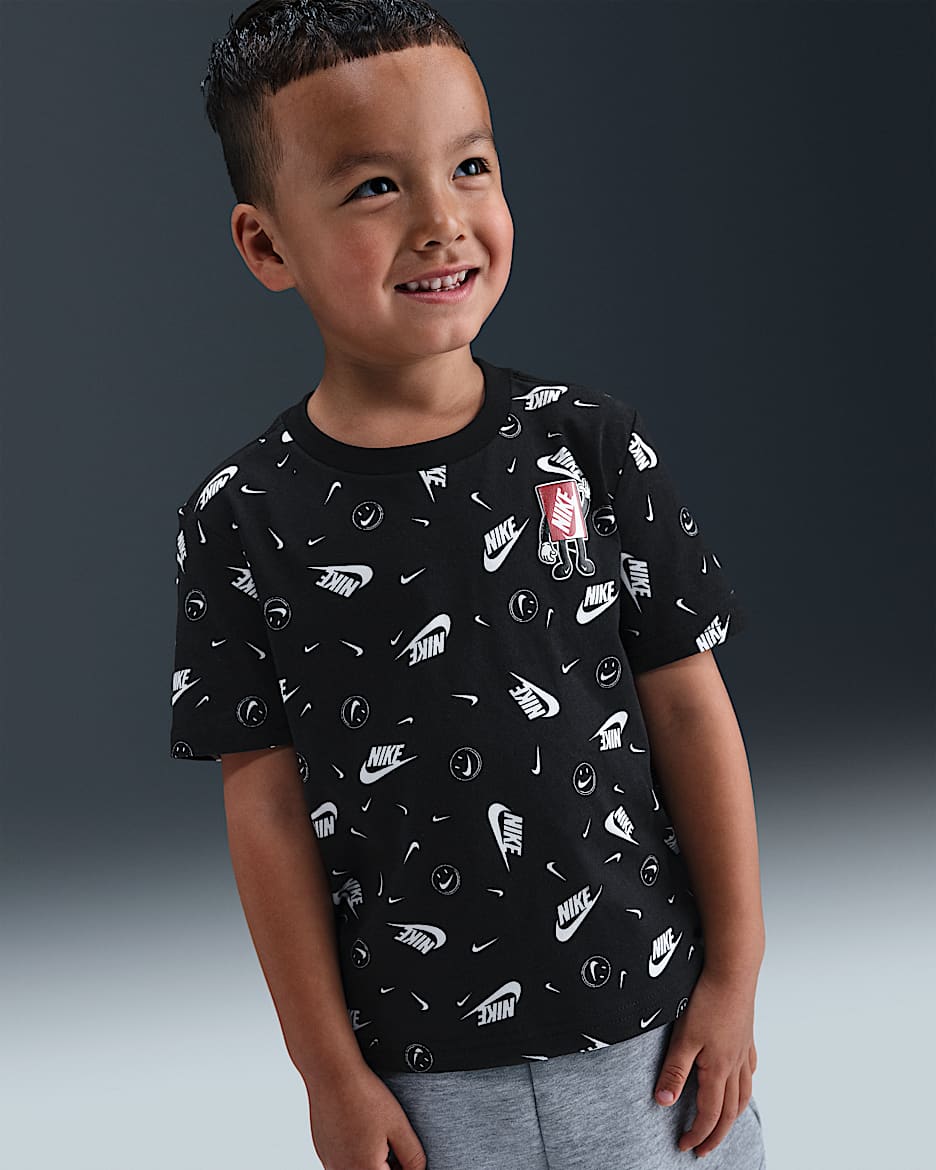 Playera cuadrada estampada infantil Nike - Negro