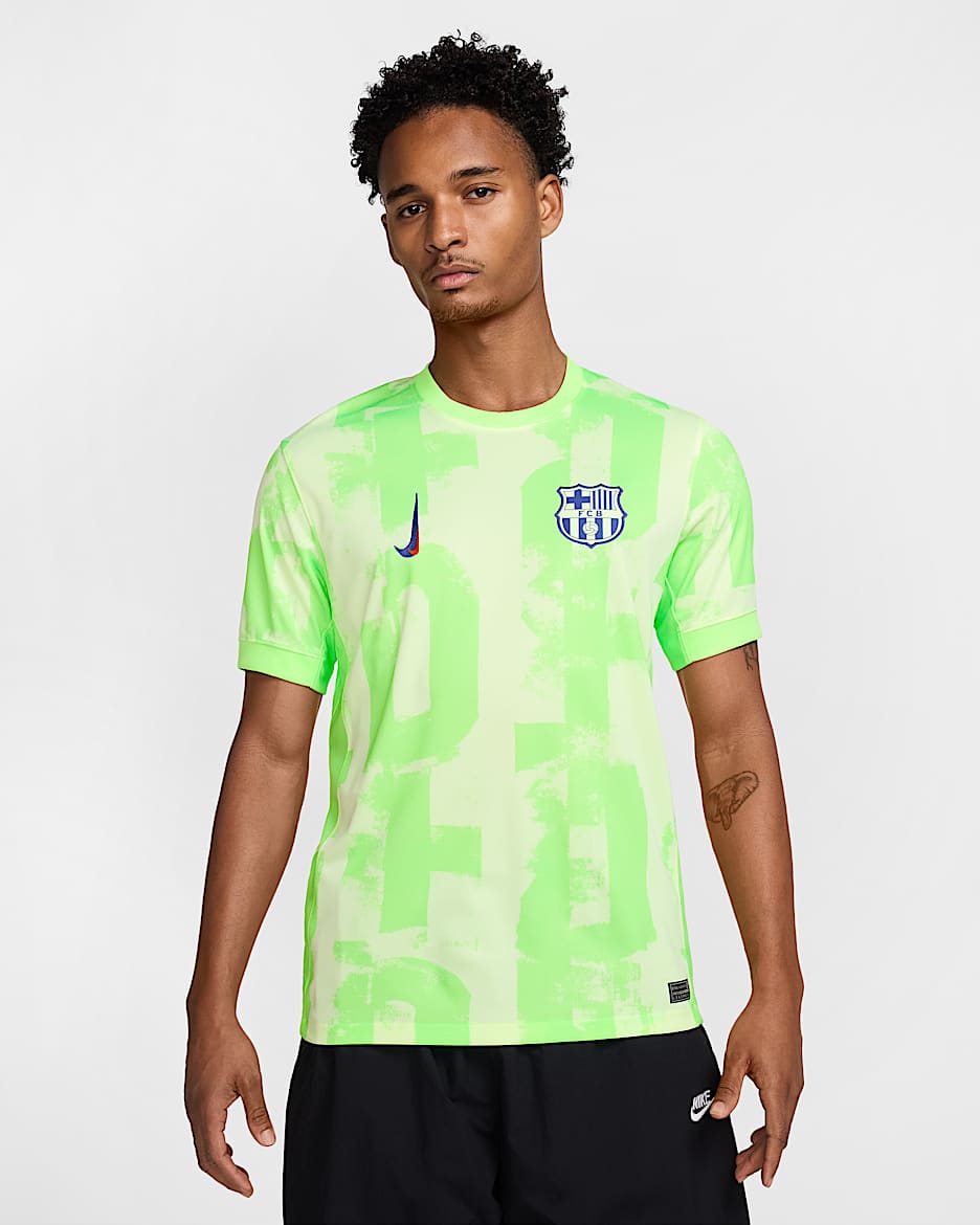 3e maillot de foot replica Nike Dri-FIT FC Barcelona 2024/25 Stadium pour homme - Barely Volt/Lime Blast/Old Royal