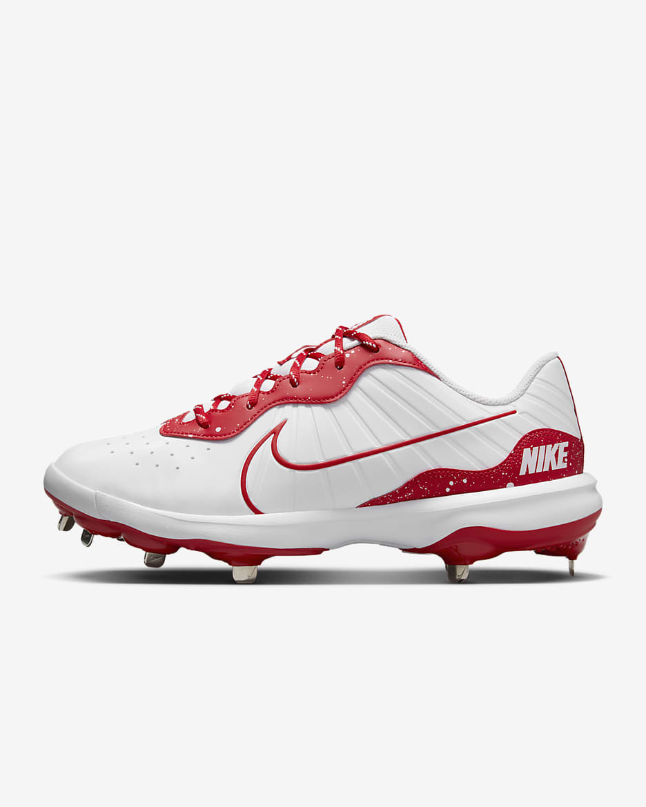 Tacos de béisbol para hombre Nike Alpha Huarache Varsity 4 Low - Blanco/Rojo universitario