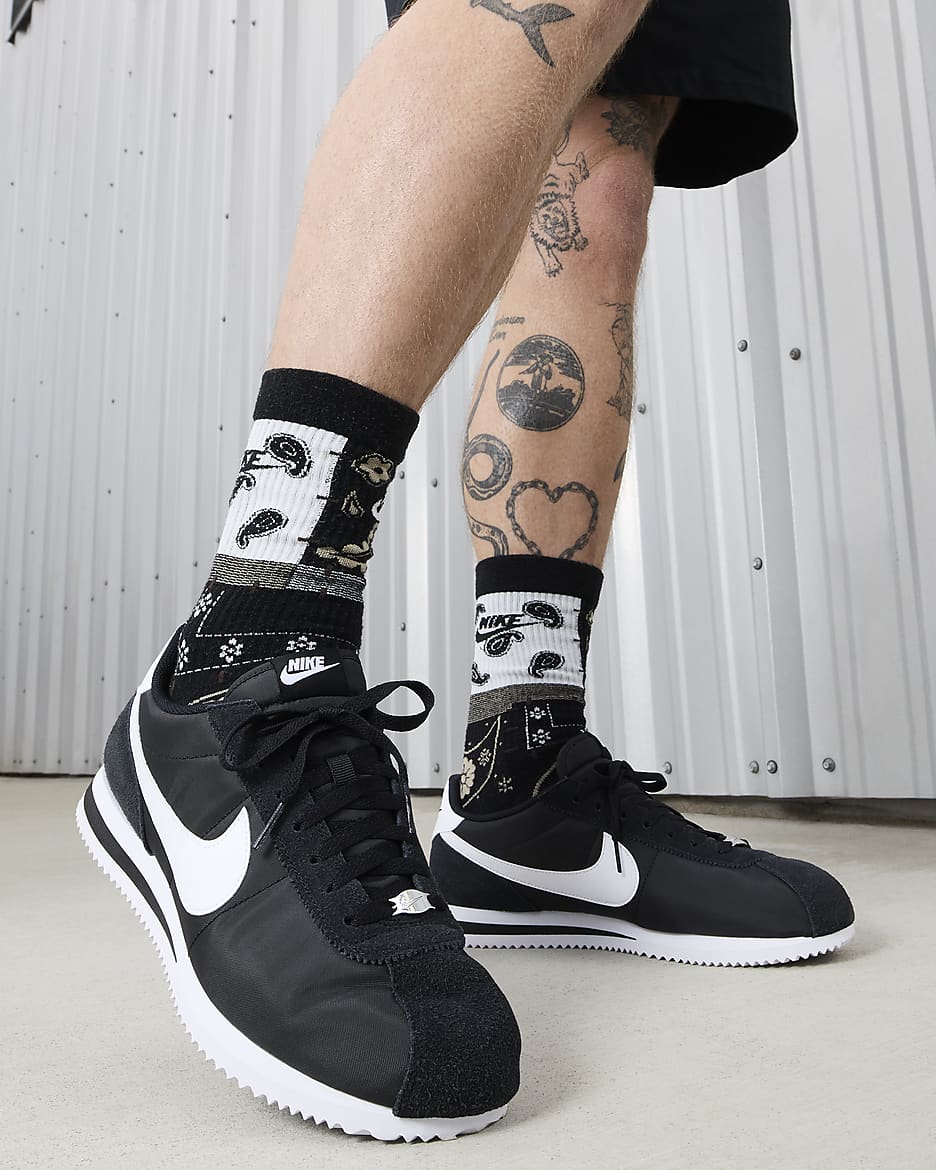 Nike Cortez Textile Men's Shoes - Black/White