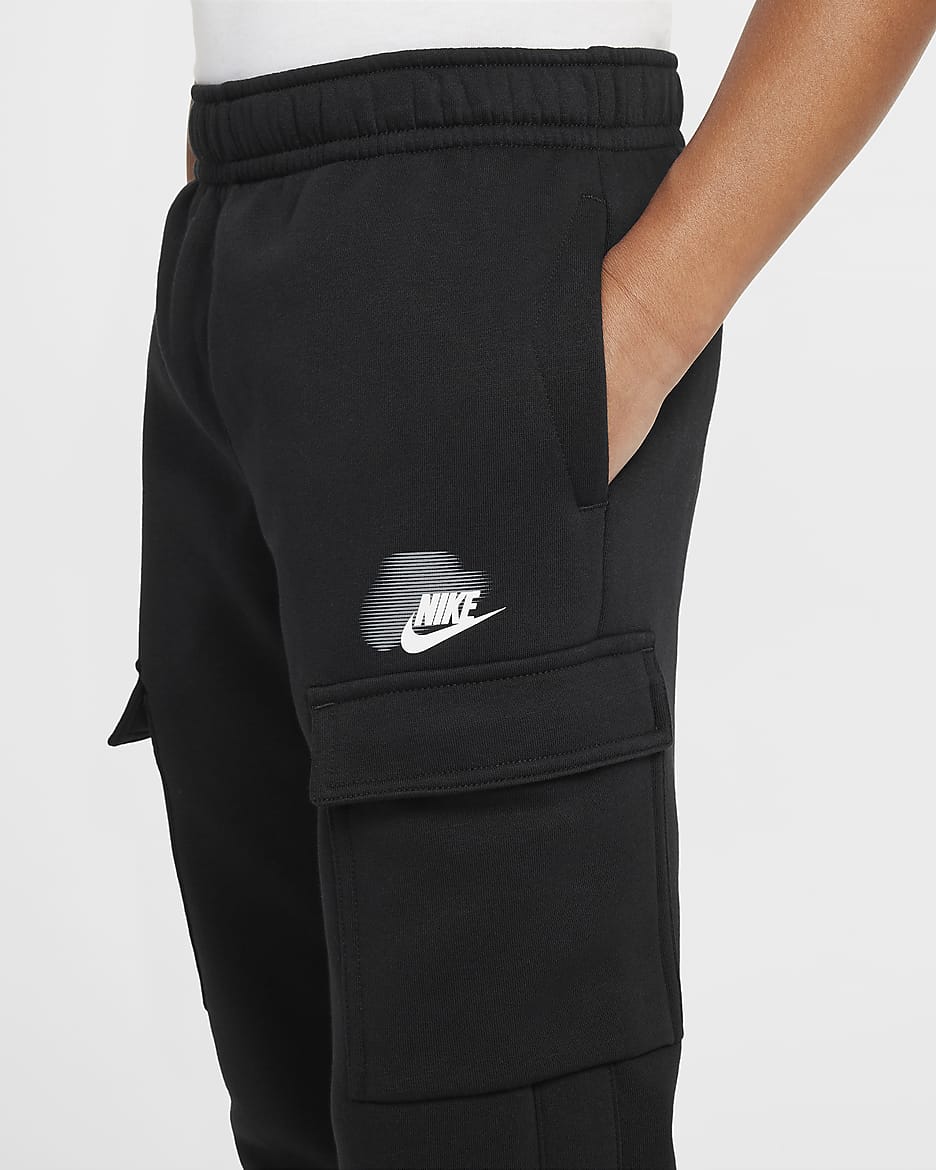 Nike Sportswear Standard Issue Older Kids' (Boys') Cargo Trousers - Black/Black/Metallic Gold