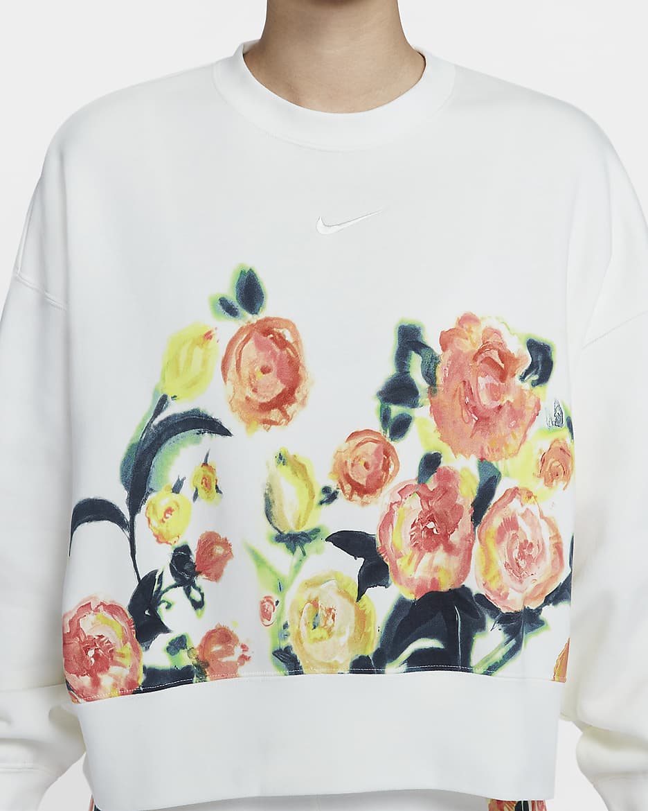 เสื้อวอร์มคอกลมขนาดโอเวอร์-โอเวอร์ไซส์ Nike Sportswear Phoenix Fleece Women's Artist Collection - Sail/Sail