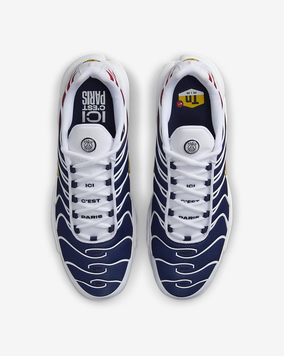 Chaussure Nike Air Max Plus pour homme - Blanc/Midnight Navy/University Red/Metallic Gold