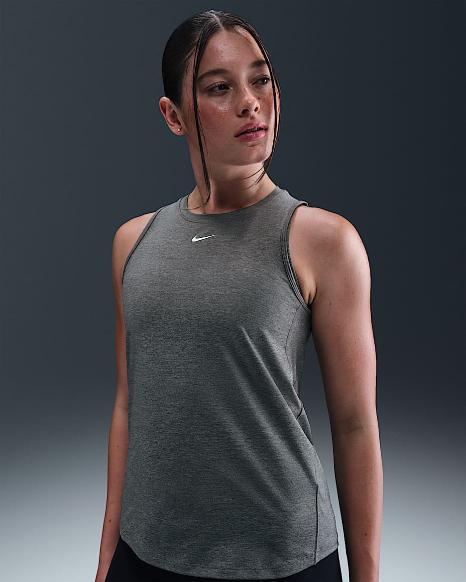 Nike One Classic Dri-FIT-tanktop til kvinder - Smoke Grey/Heather/hvid