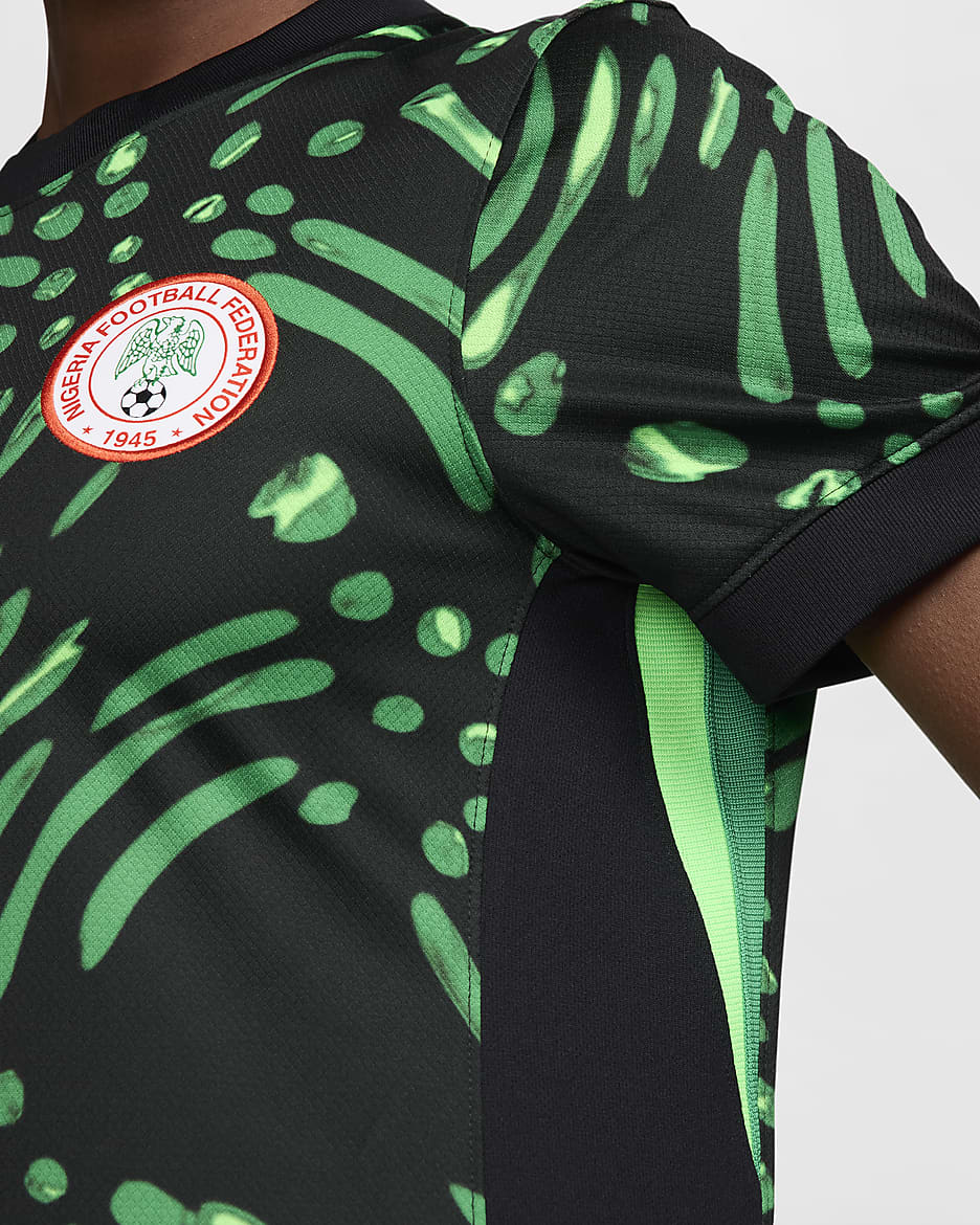 Nigeria 2024/25 Stadium Nike Dri-FIT Replica fotballdrakt til dame (damelaget, bortedrakt) - Svart/Lucky Green/Hvit