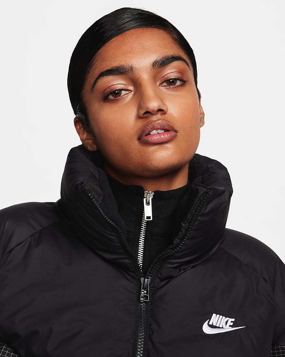 Doudoune ample Nike Sportswear Windpuffer Therma-FIT pour femme - Noir/Blanc