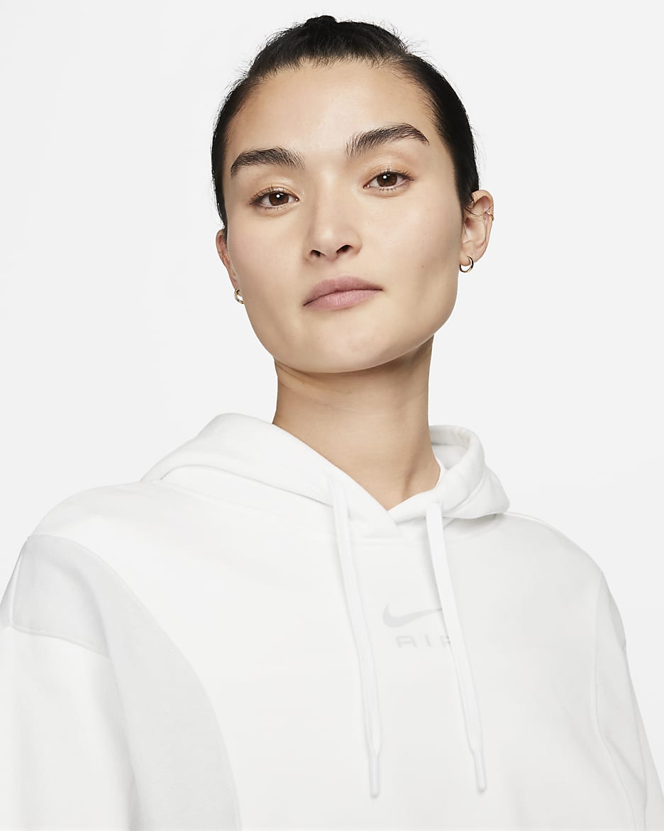 Nike Air Women's Oversized Crop Fleece Hoodie - Summit White/Photon Dust/Photon Dust