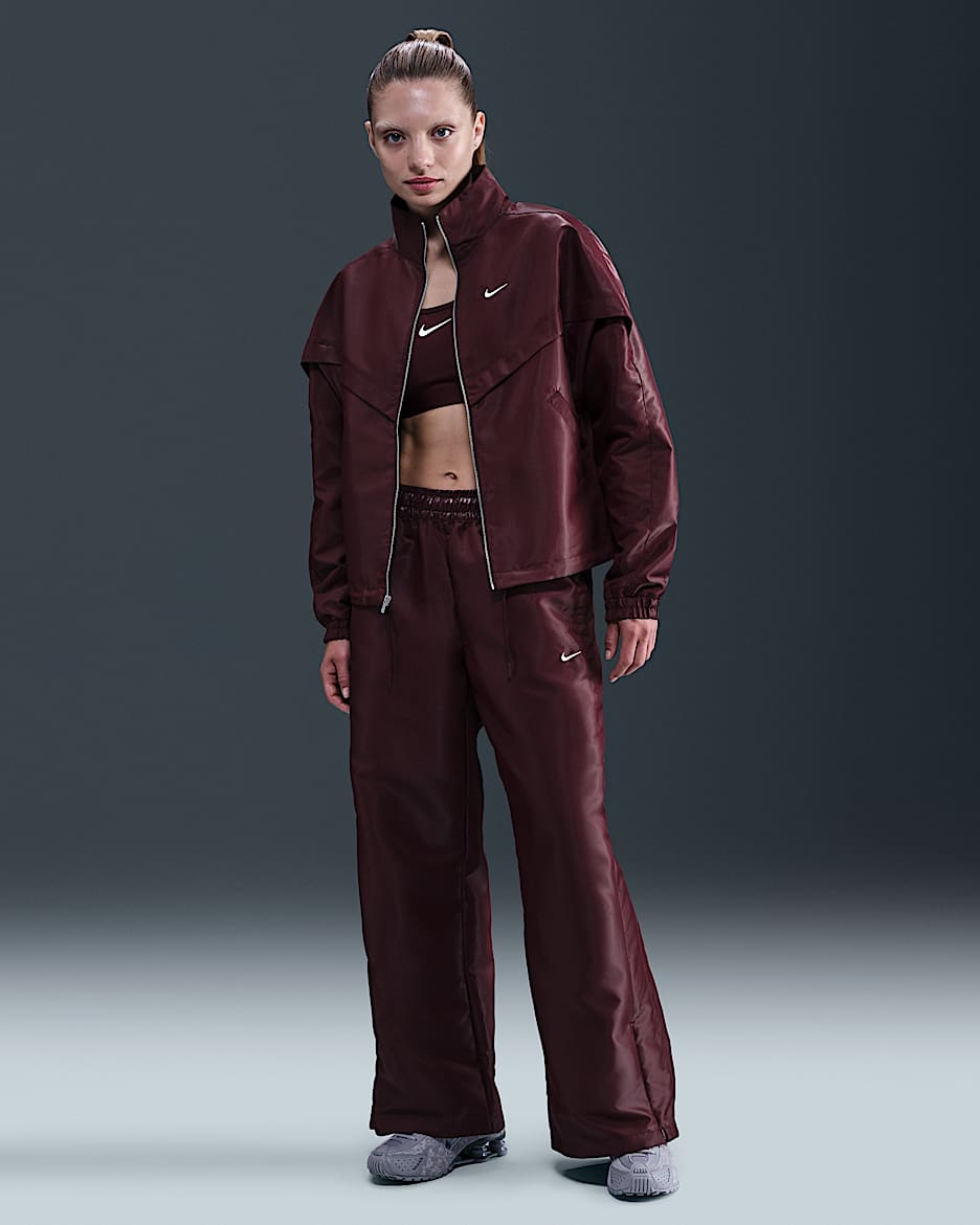 Nike Sportswear Windrunner Women's Shine Pants - Burgundy Crush/Sail