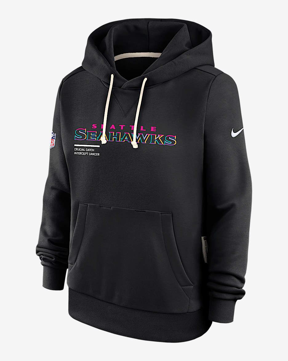 Seattle Seahawks Crucial Catch Women's Nike Dri-FIT NFL Pullover Hoodie - Black