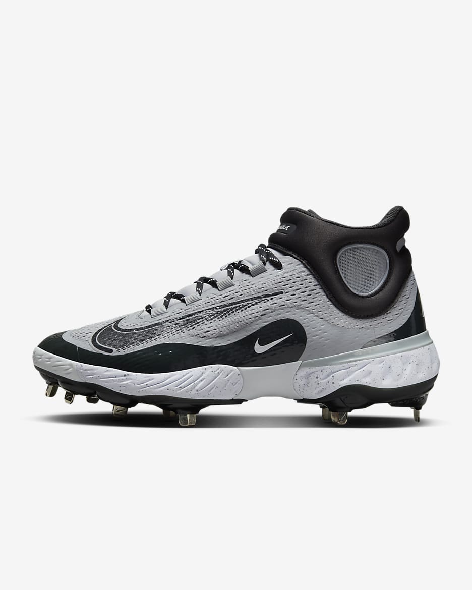 Tenis de béisbol para hombre Nike Alpha Huarache Elite 4 Mid - Gris lobo/Blanco/Gris humo oscuro