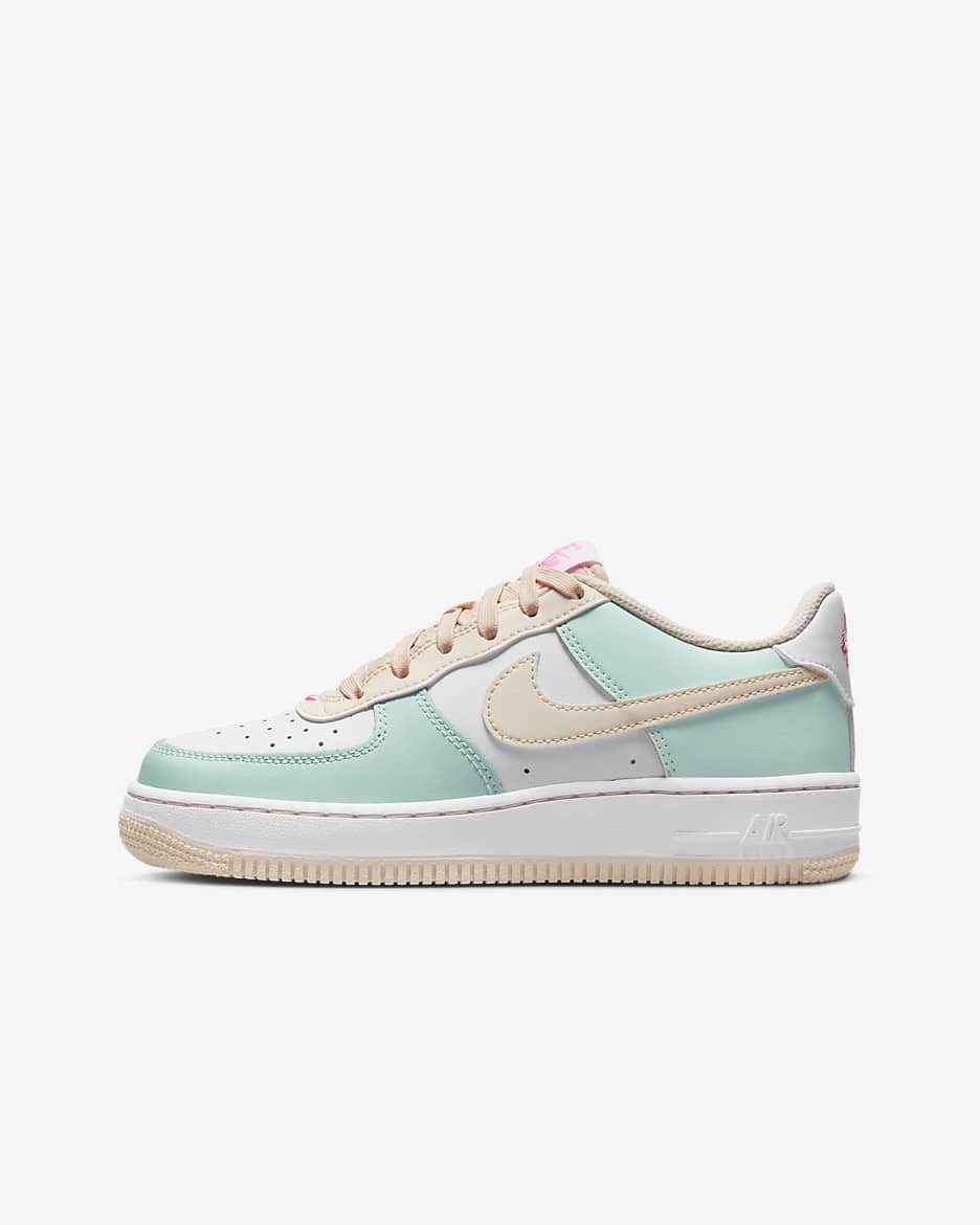 Nike Air Force 1 Older Kids' Shoes - Jade Ice/White/Pink Spell/Guava Ice