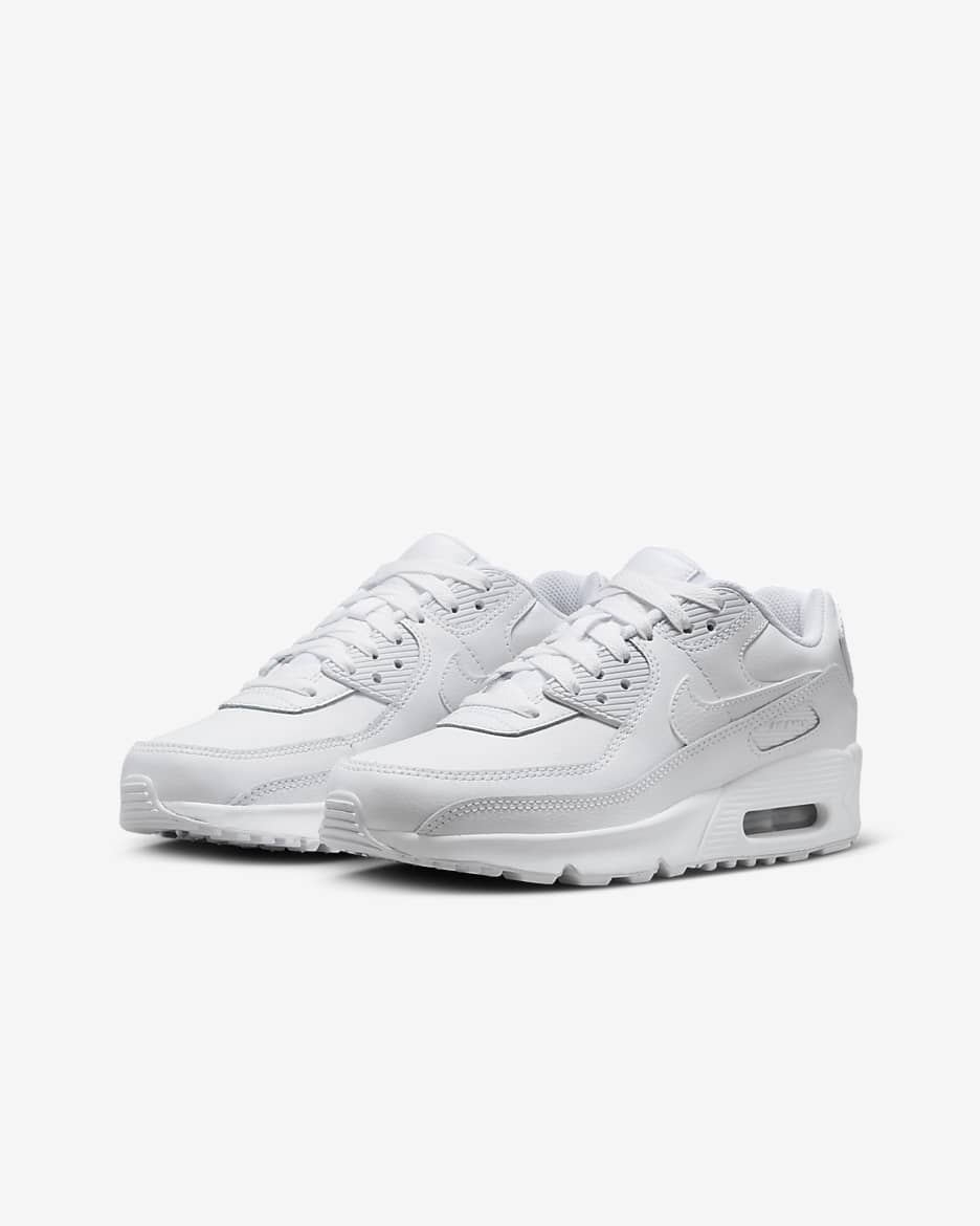 Nike Air Max 90 Big Kids' Shoes - White/Metallic Silver/White/White