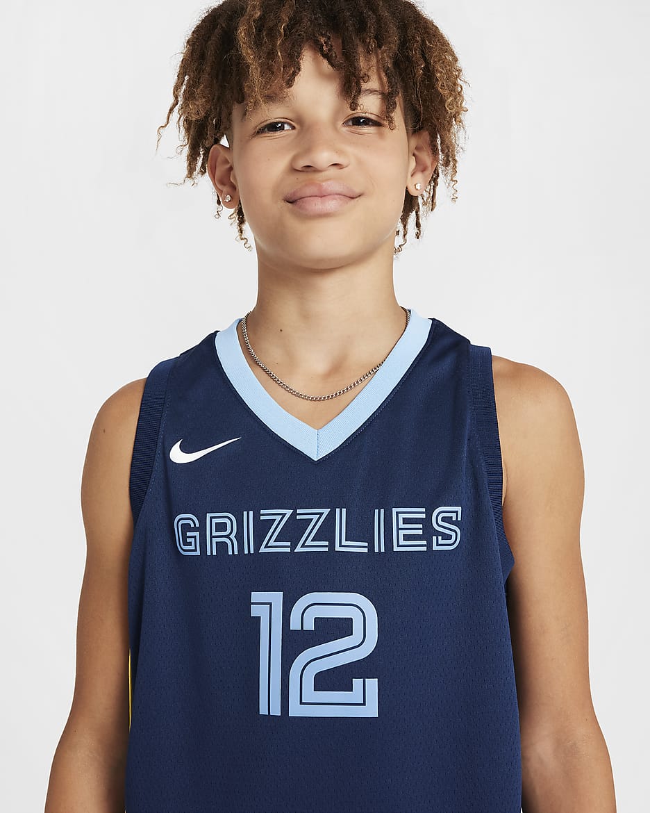 Memphis Grizzlies Icon Edition 2023/24 Nike NBA Swingman Trikot für ältere Kinder - College Navy