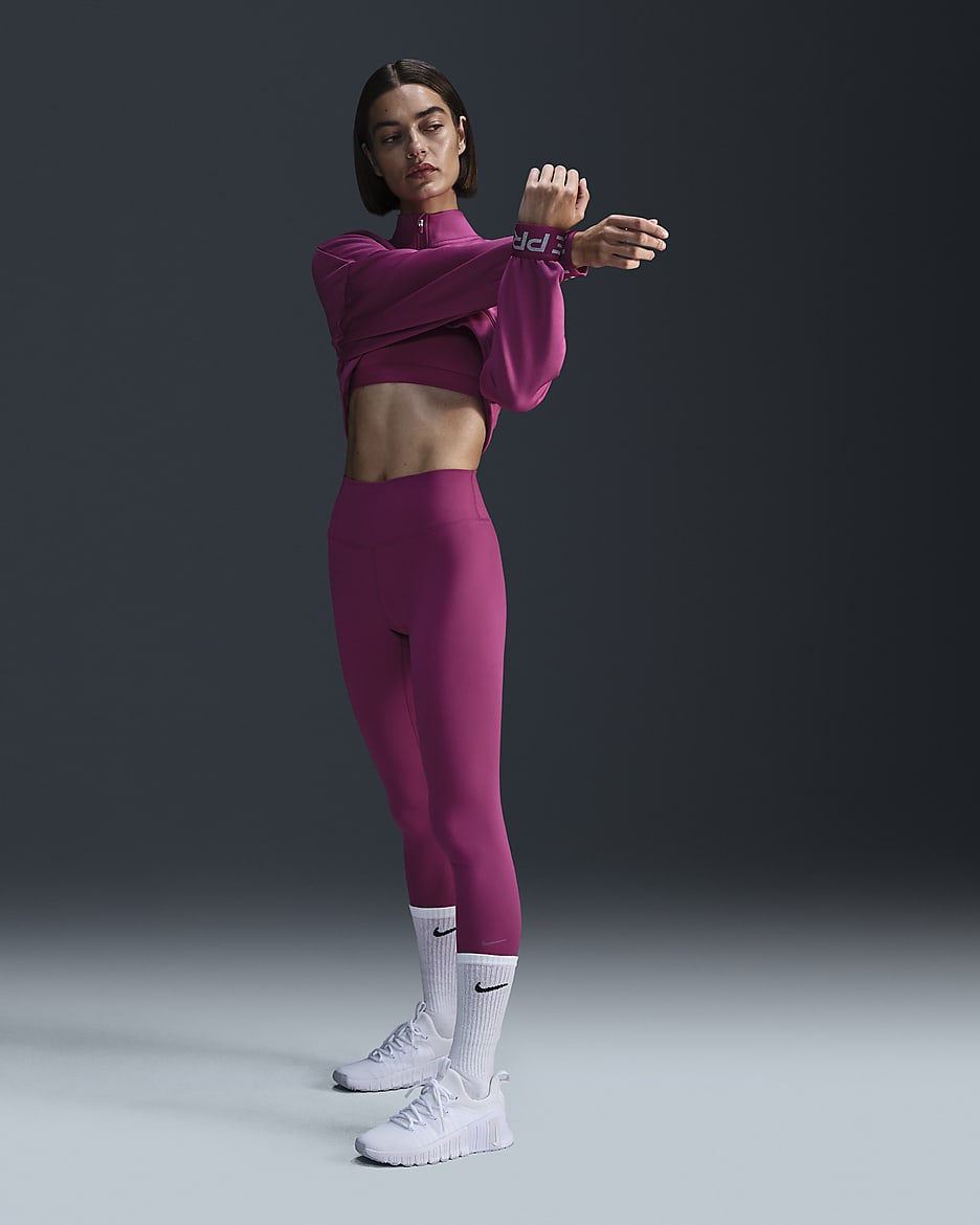 Nike One Women's High-Waisted Full-Length Leggings - Hot Fuchsia/Black