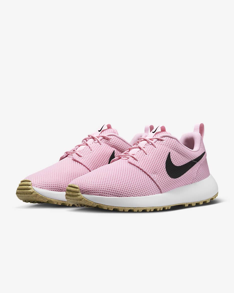 Roshe G Next Nature Men's Golf Shoes - Medium Soft Pink/White/Gum Light Brown/Black