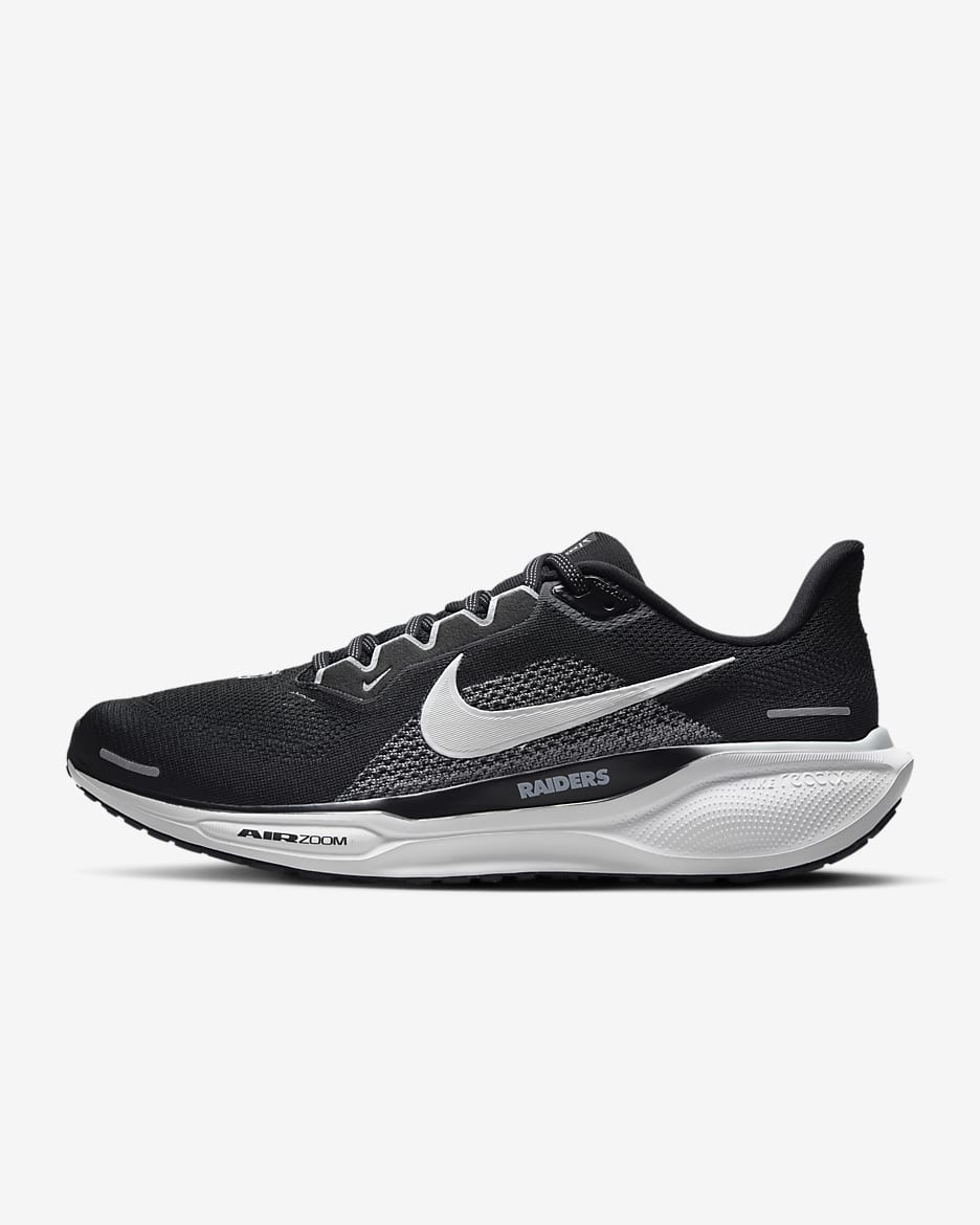 Tenis de correr en pavimento para hombre Nike Pegasus 41 NFL Las Vegas Raiders - Negro/Blanco/Plata campo/Blanco