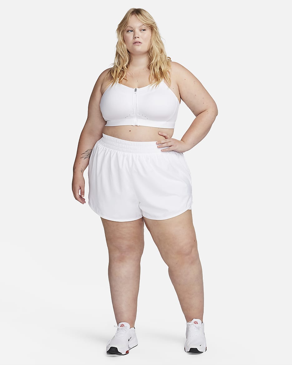 Brassière de sport rembourrée à maintien supérieur avec zip avant Nike Alpha pour femme - Blanc/Blanc/Blanc/Noir