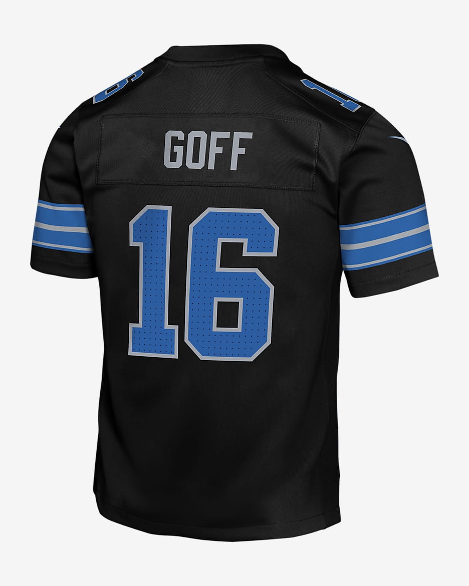 Jersey Nike de la NFL Game para niños talla grande Jared Goff Detroit Lions - Negro