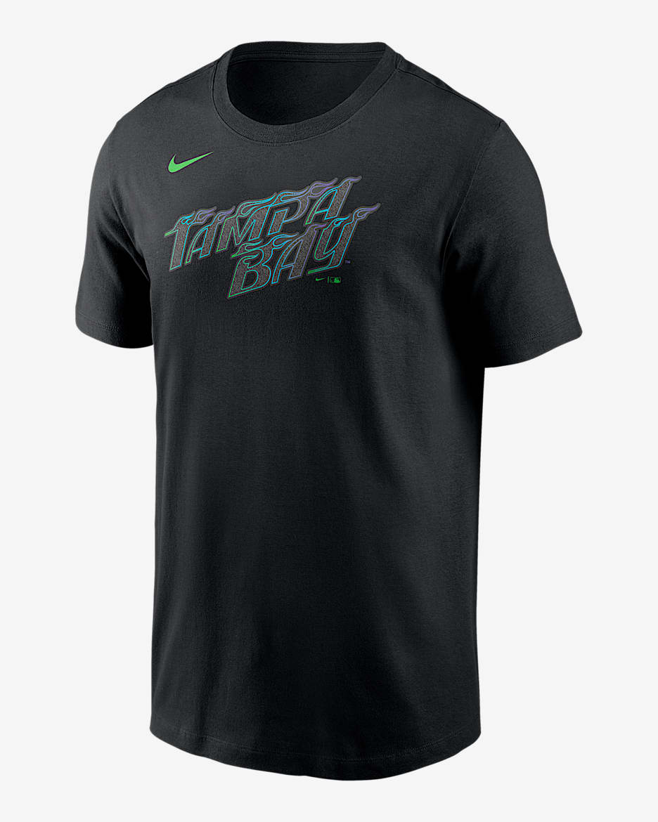 Playera Nike de la MLB para hombre Tampa Bay Rays City Connect Wordmark - Negro