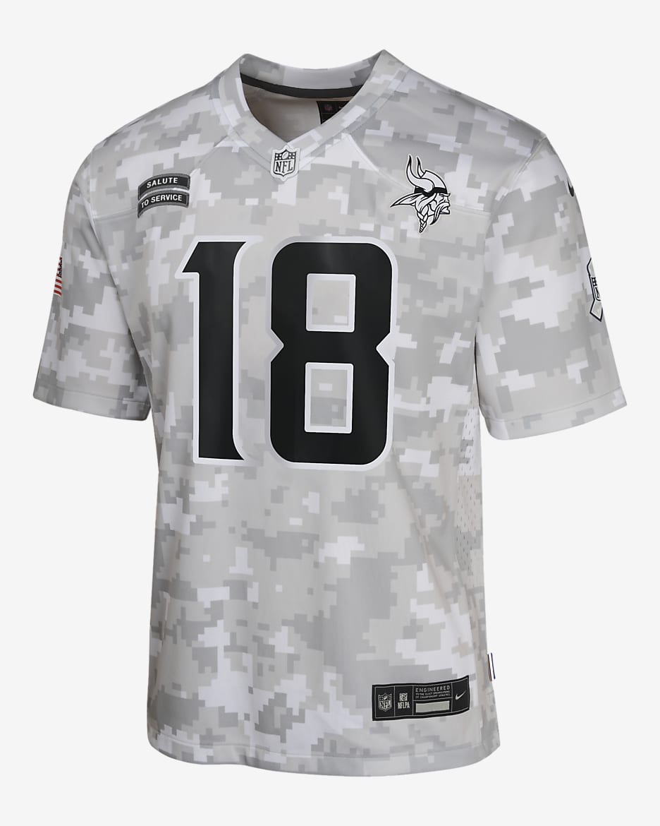 Justin Jefferson Minnesota Vikings Salute to Service Big Kids' Nike Dri-FIT NFL Limited Jersey - Camo Green