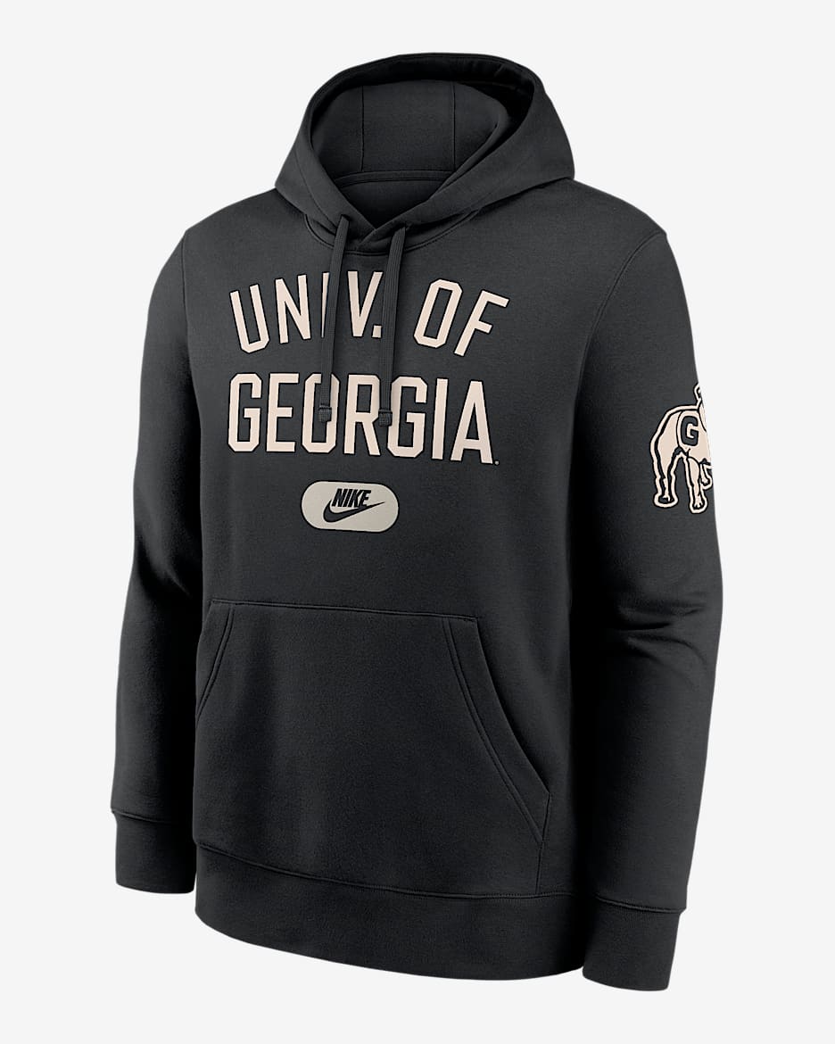 Georgia Club Men's Nike College Pullover Hoodie - Black