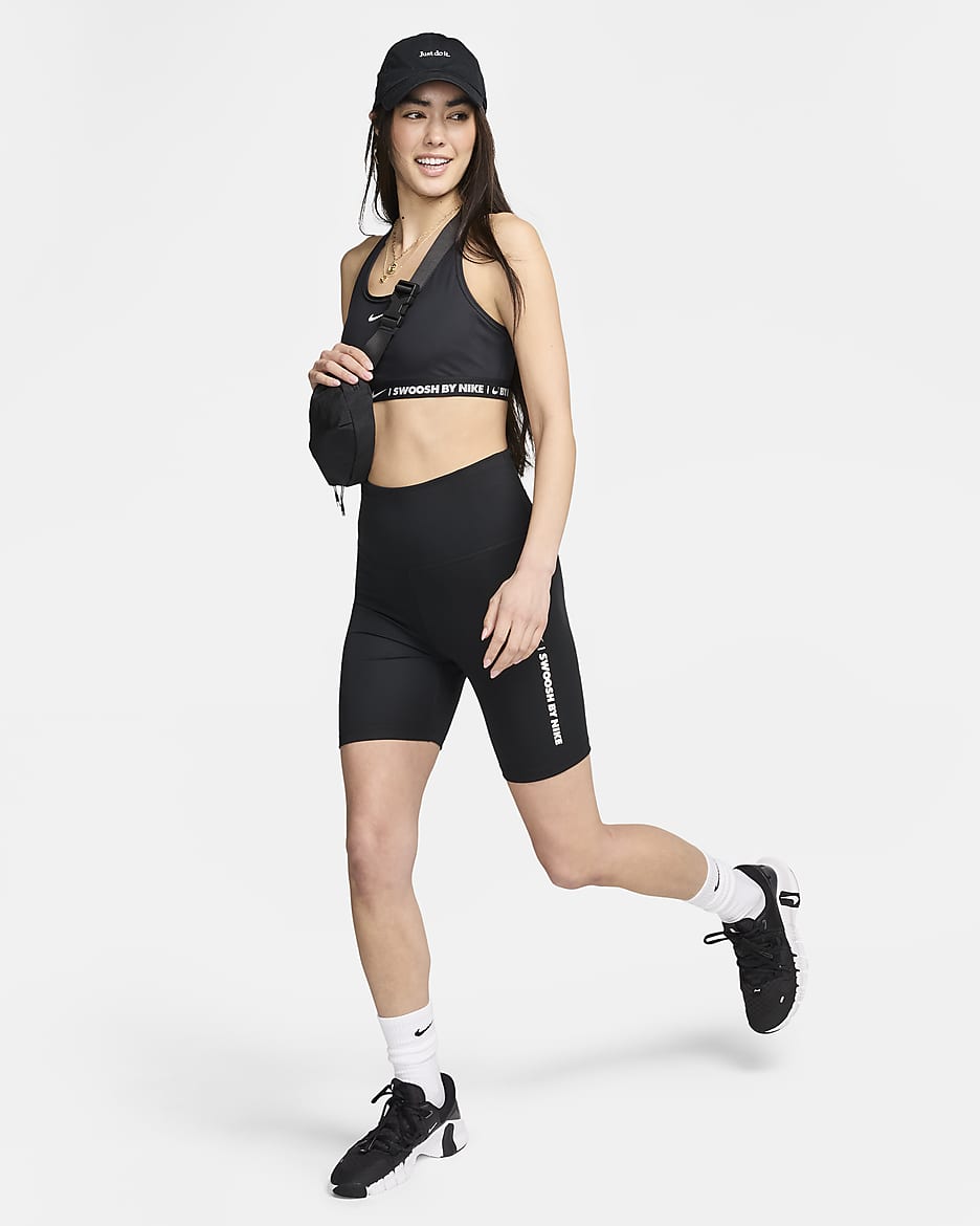 Cykelshorts Nike One med hög midja 18 cm för kvinnor - Svart/Sail