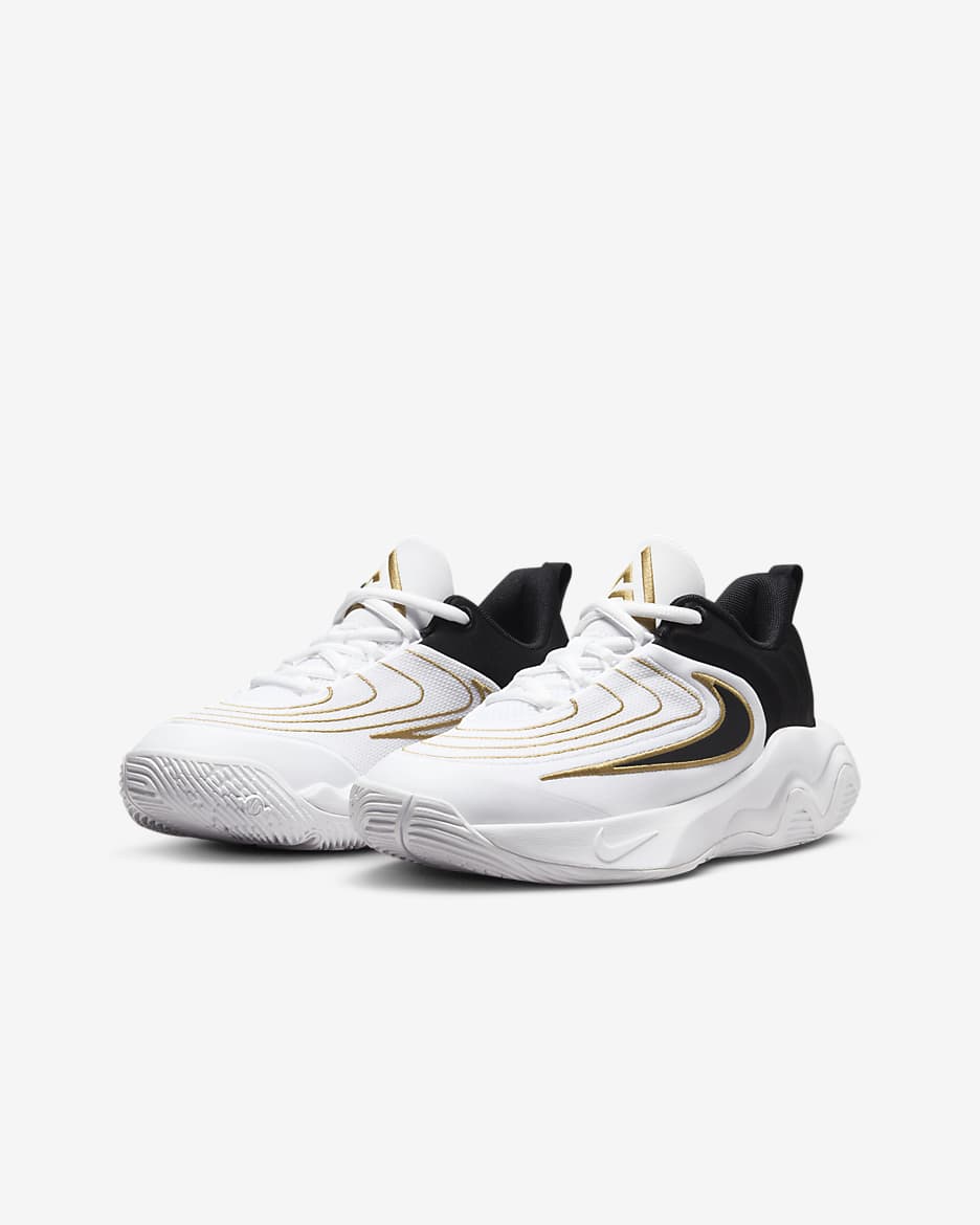 Tenis de básquetbol para niños grandes Giannis Immortality 4 - Blanco/Oro metalizado/Negro