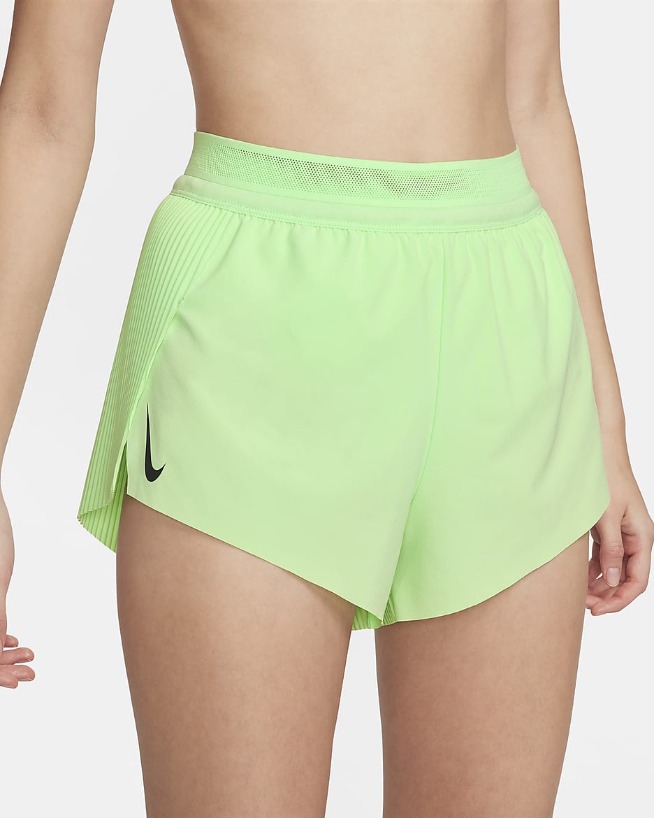 Short de running taille mi-haute avec sous-short intégré Dri-FIT ADV Nike AeroSwift 8 cm pour femme - Vapor Green/Noir