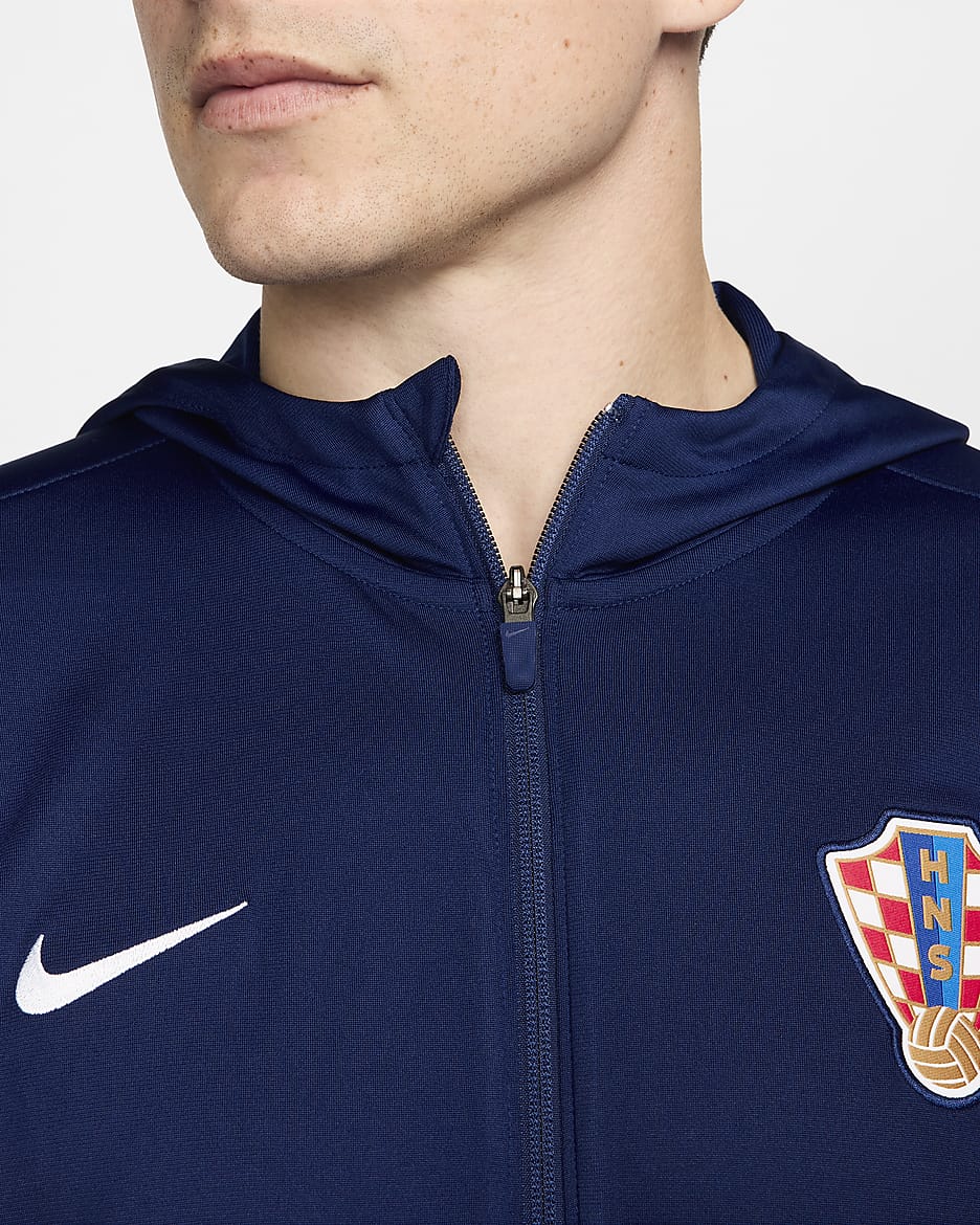 Tuta da calcio con cappuccio Nike Dri-FIT Croazia Strike – Uomo - Blue Void/Bright Crimson/Bianco