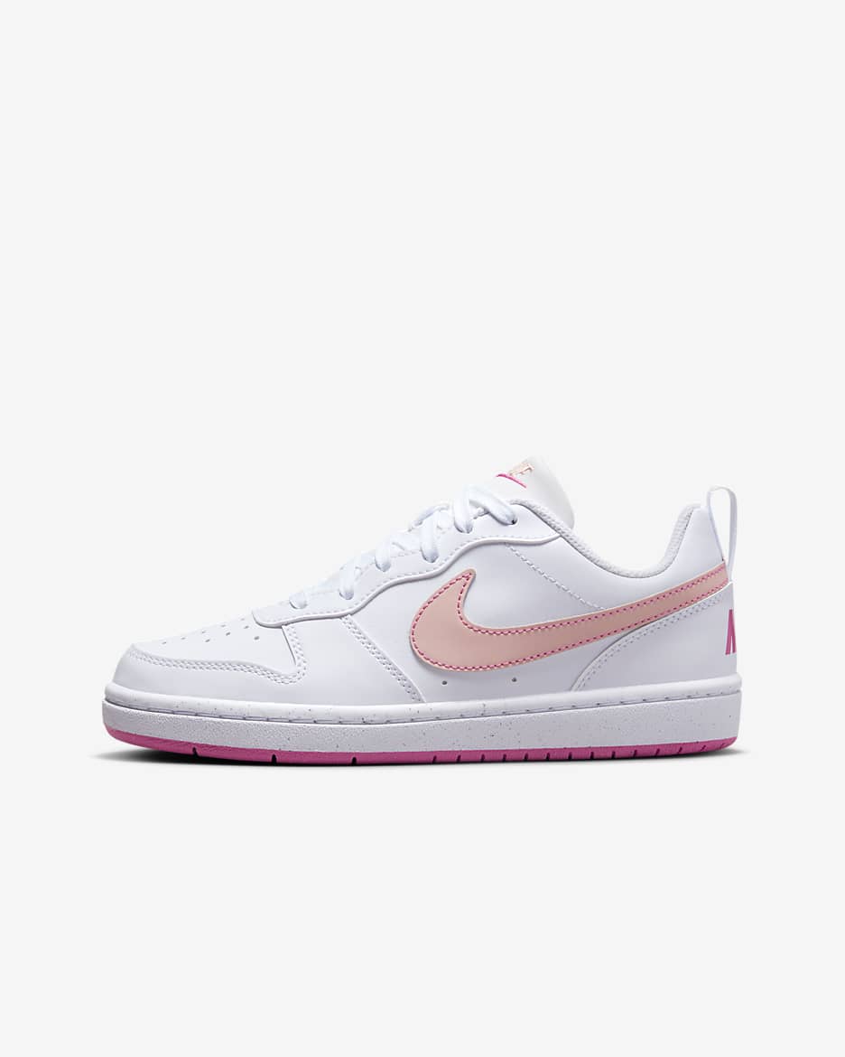 Nike Court Borough 低筒 Recraft 大童鞋款 - 白色/Pinksicle/Arctic Orange