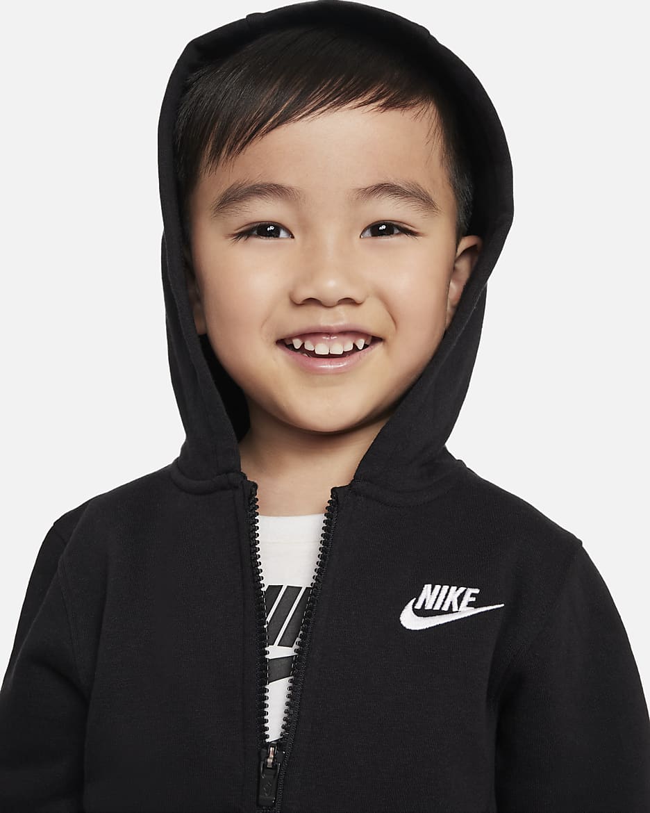 Nike Sportswear Club Fleece Toddler Full-Zip Hoodie - Black