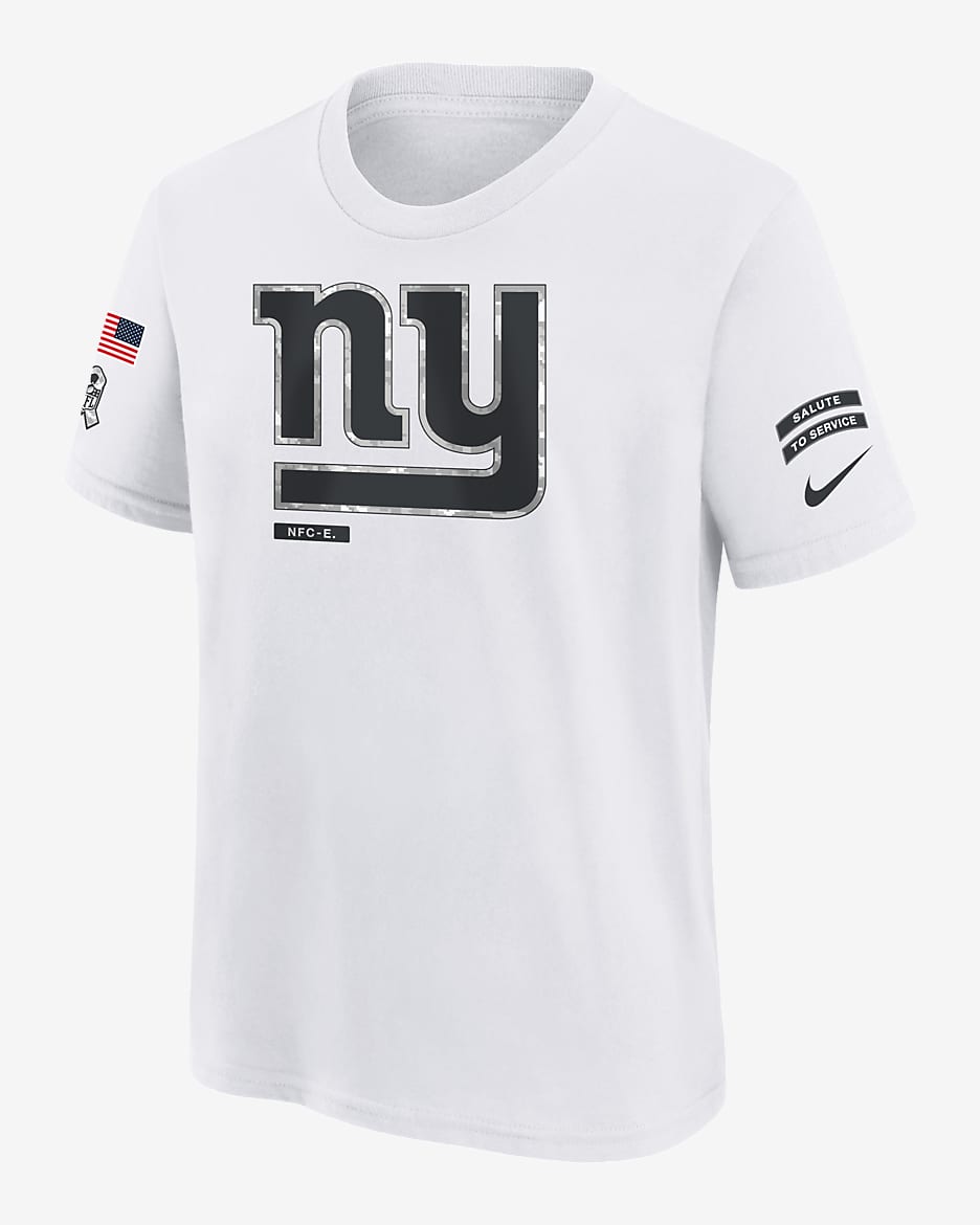 New York Giants Salute to Service Primary Edge Legend Big Kids' Nike Dri-FIT NFL T-Shirt - White