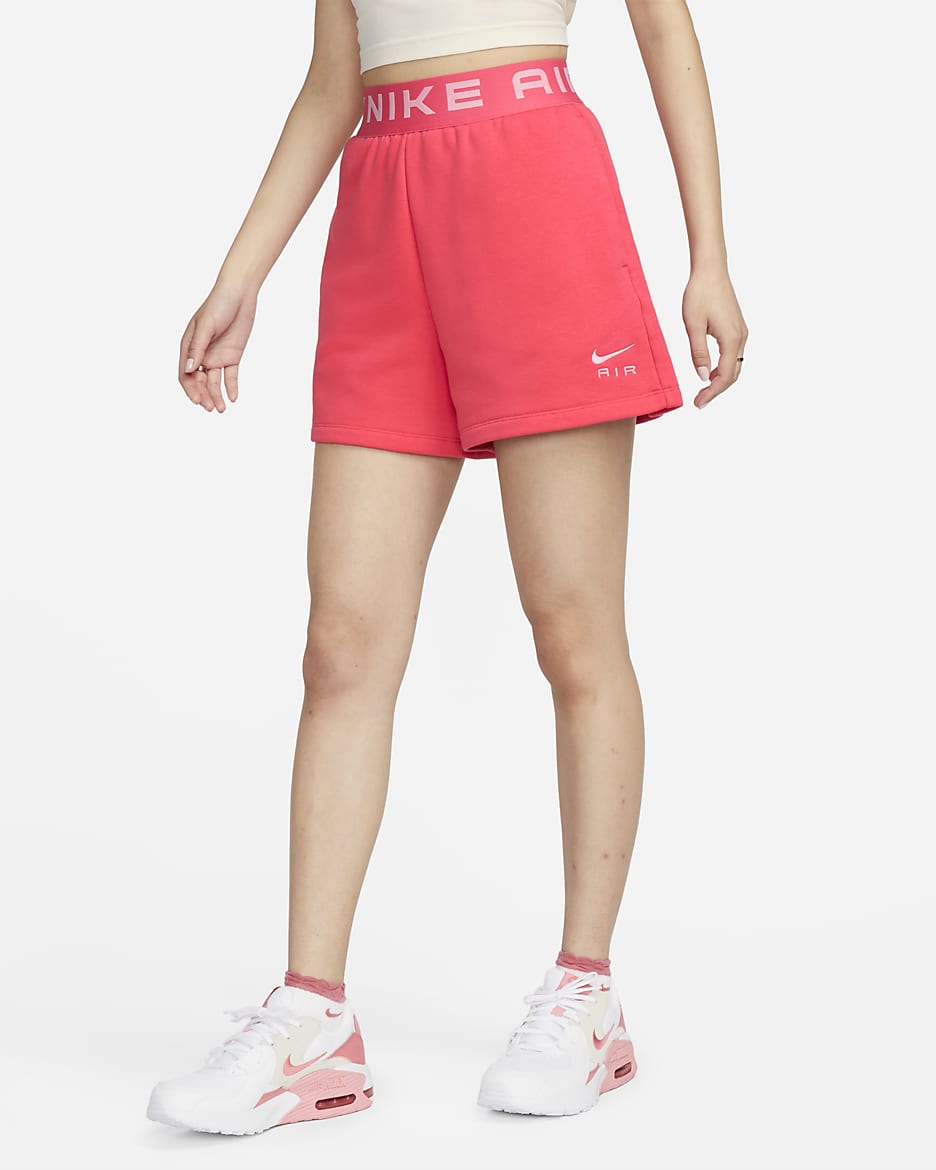 Nike Sportswear Air Women's High-Rise Fleece Shorts - Light Fusion Red/Medium Soft Pink