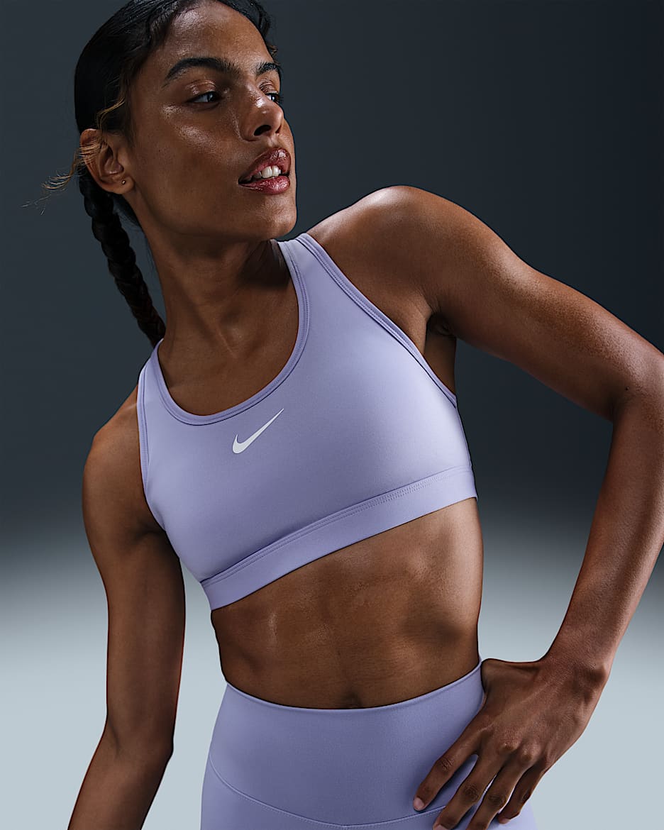 Nike Swoosh Medium-Support Women's Padded Sports Bra - Lilac Ice/White