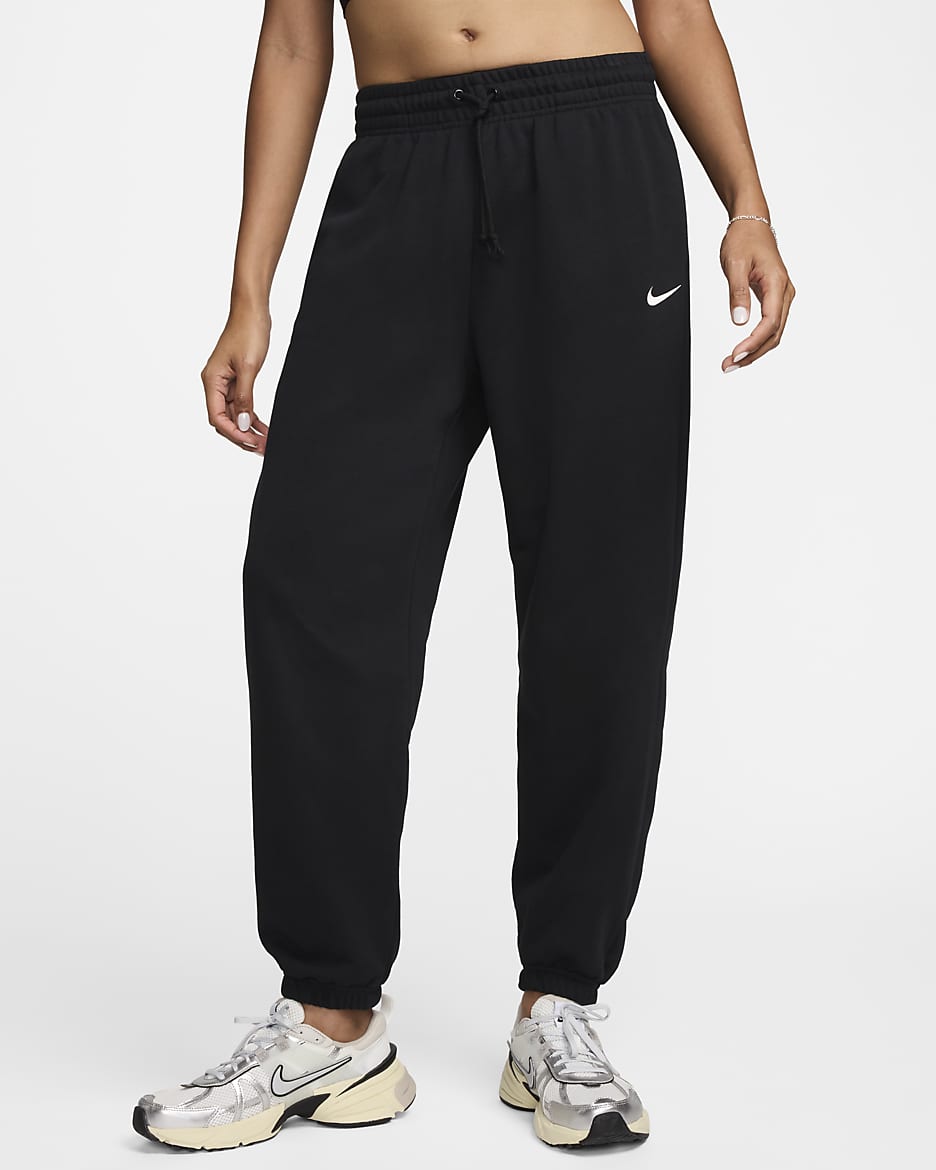 Nike Sportswear Phoenix Fleece Women's High-Waisted Oversized French Terry Tracksuit Bottoms - Black/Sail